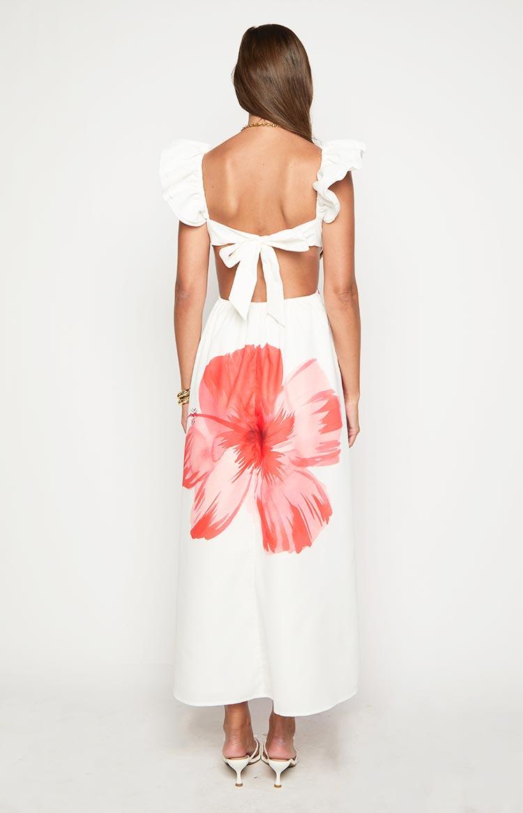 Kaden White Floral Print Maxi Dress Product Image