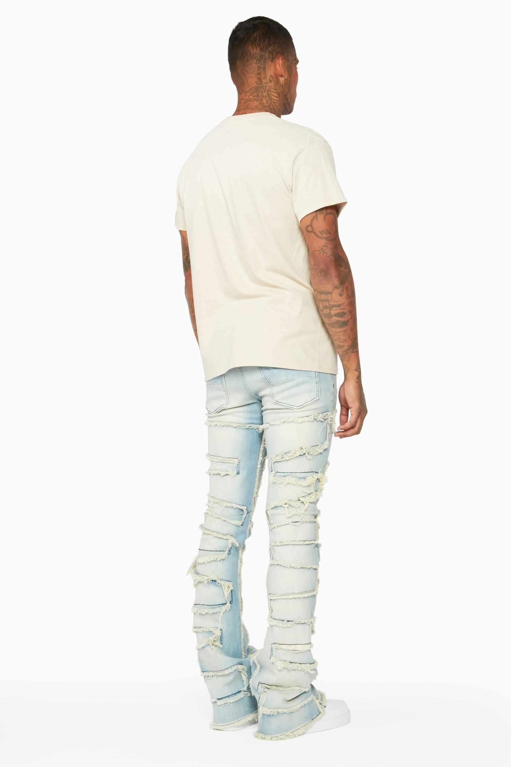 Shake Light Blue Stacked Flare Jean Male Product Image