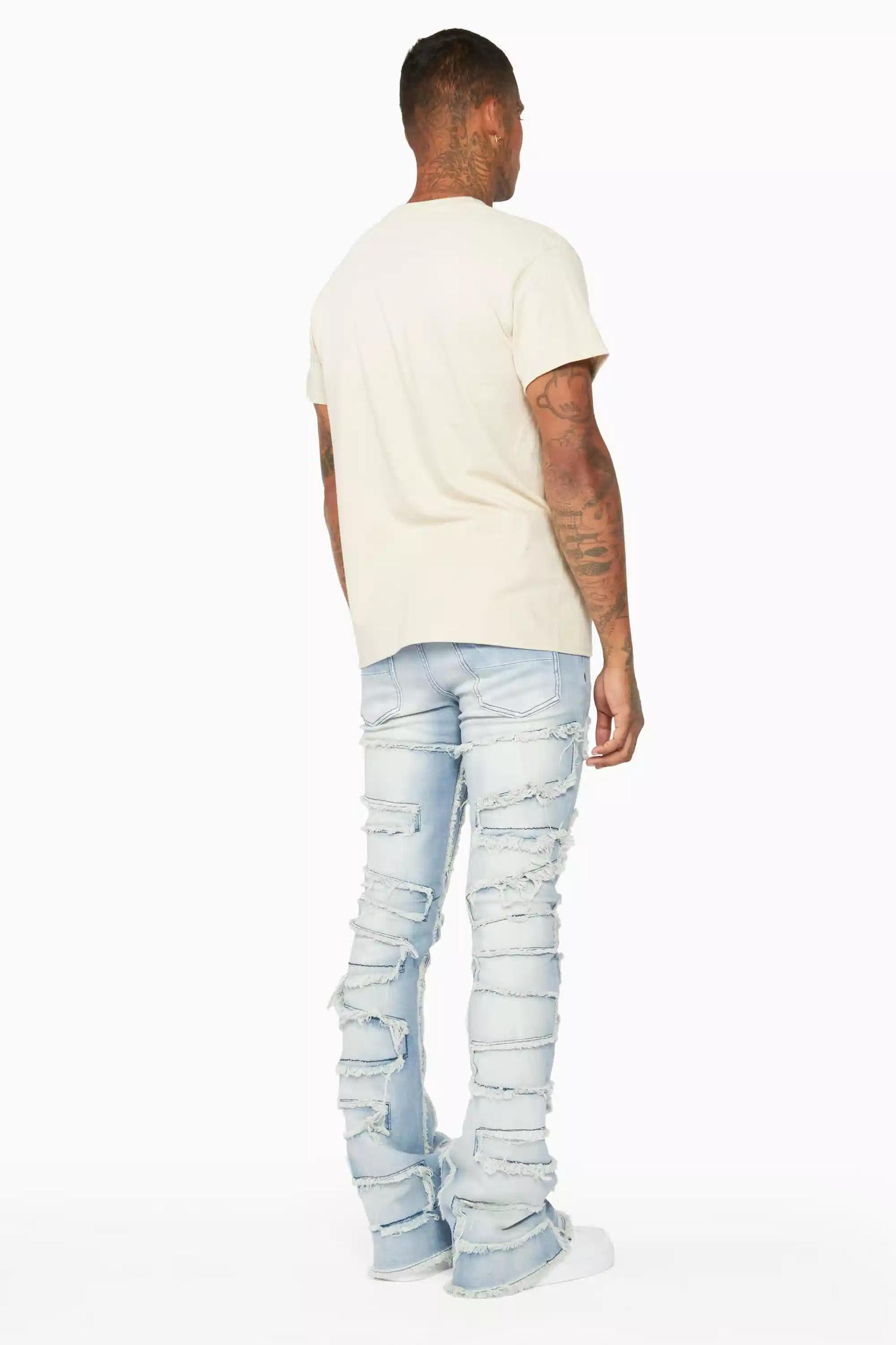 Shake Light Blue Stacked Flare Jean Male Product Image