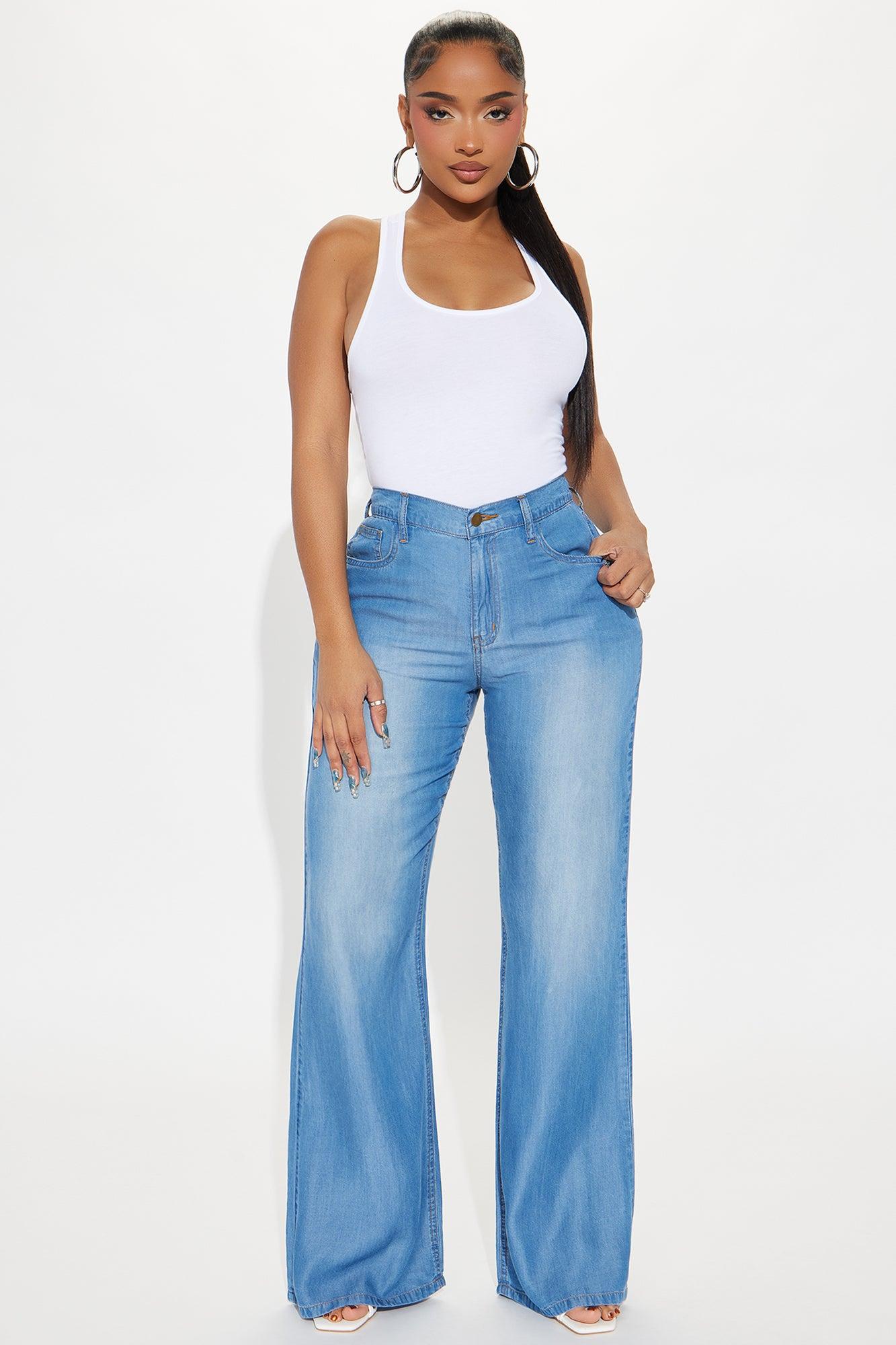 Urban Blues Washed Wide Leg Pant Set - Medium Wash Product Image