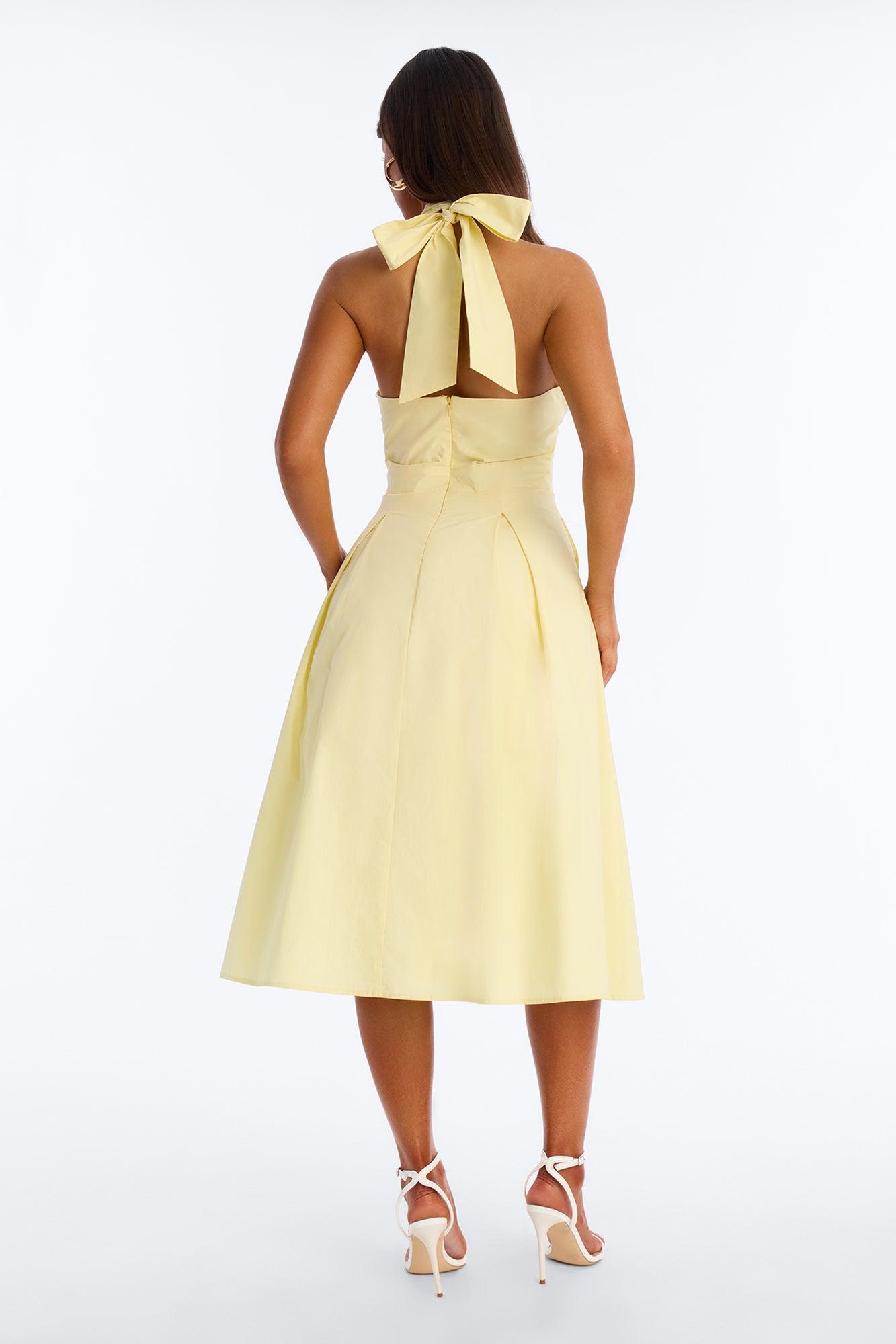 Aleah Halter Corset Midi Dress - SkyBlue Product Image