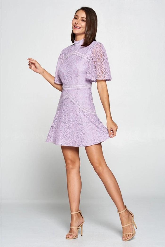 Lilac Lace Floral Mini Dress Product Image