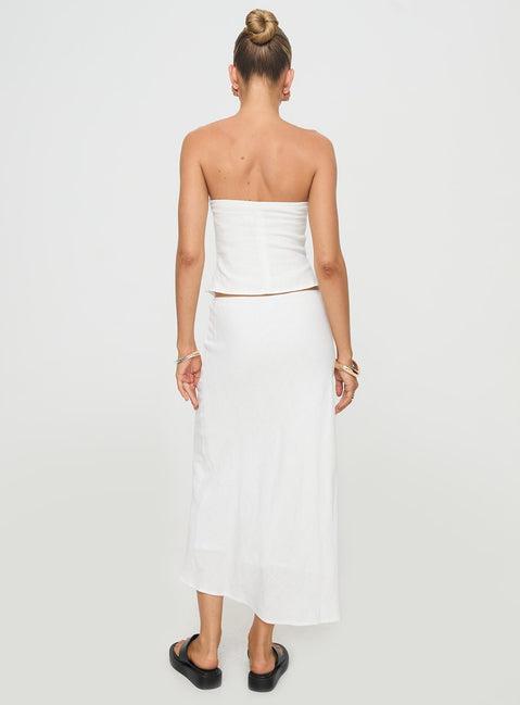 Ermias Linen Blend Midi Skirt White Product Image