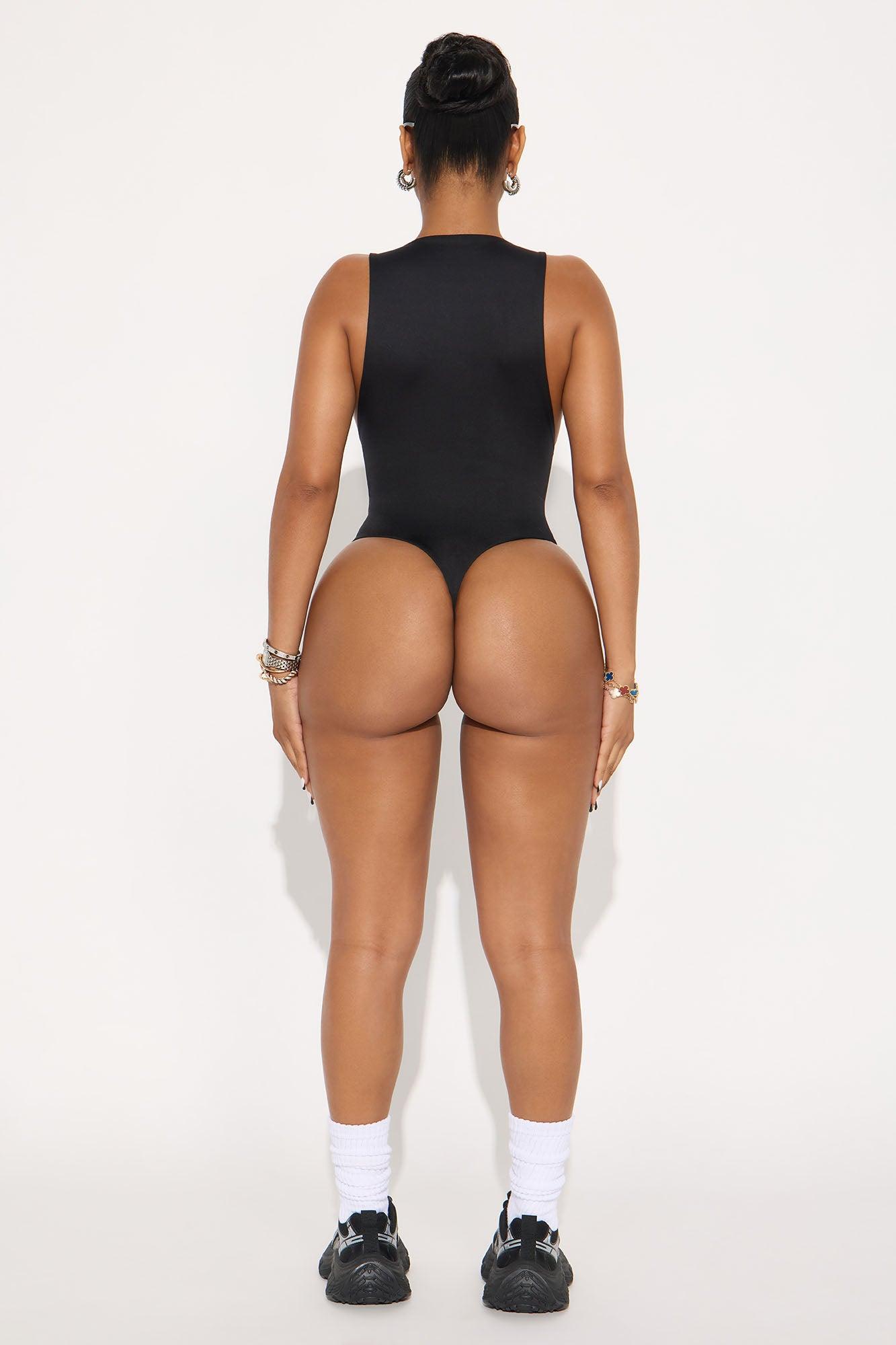 Contour Double Lined Scoop Neck Bodysuit - Black Female Product Image