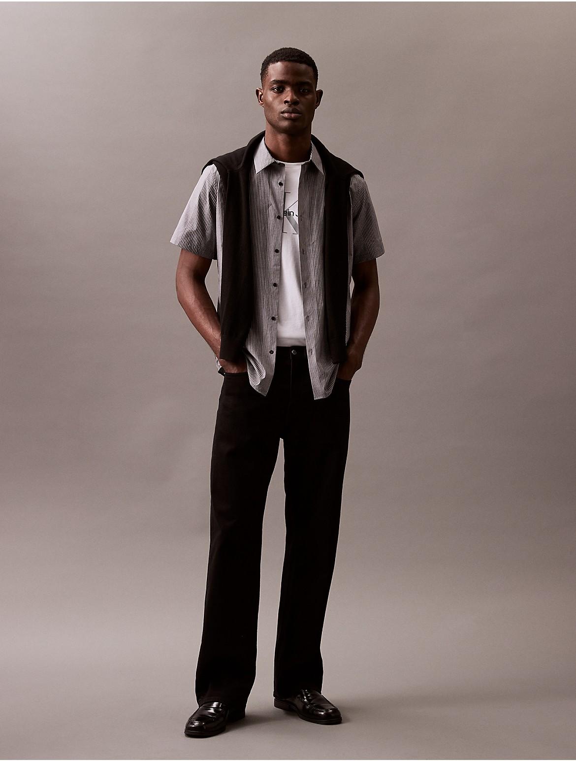 Calvin Klein Mens Stripe Slim Button-Down Shirt - White Product Image