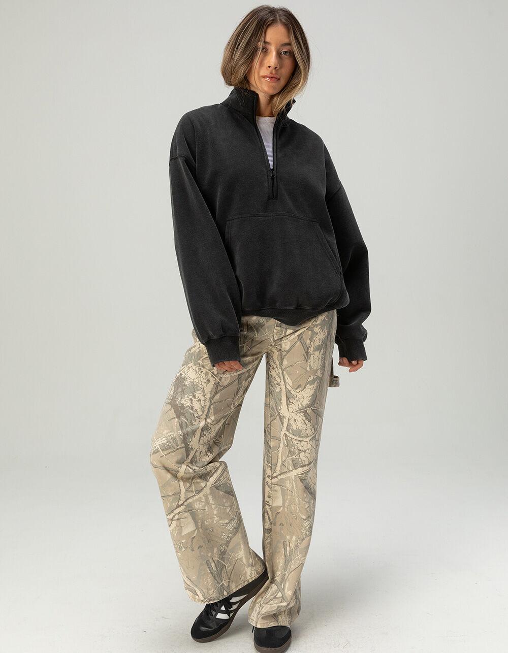 TILLYS Half-Zip Womens Sweatshirt - BLACK Product Image