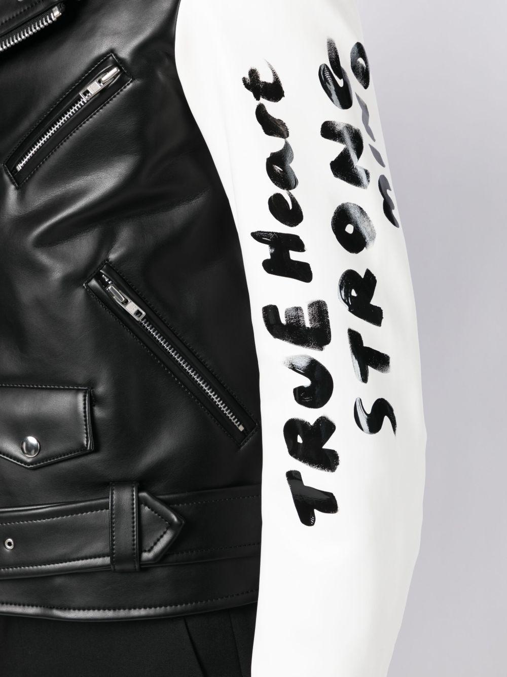 contrasting-sleeves biker jacket Product Image