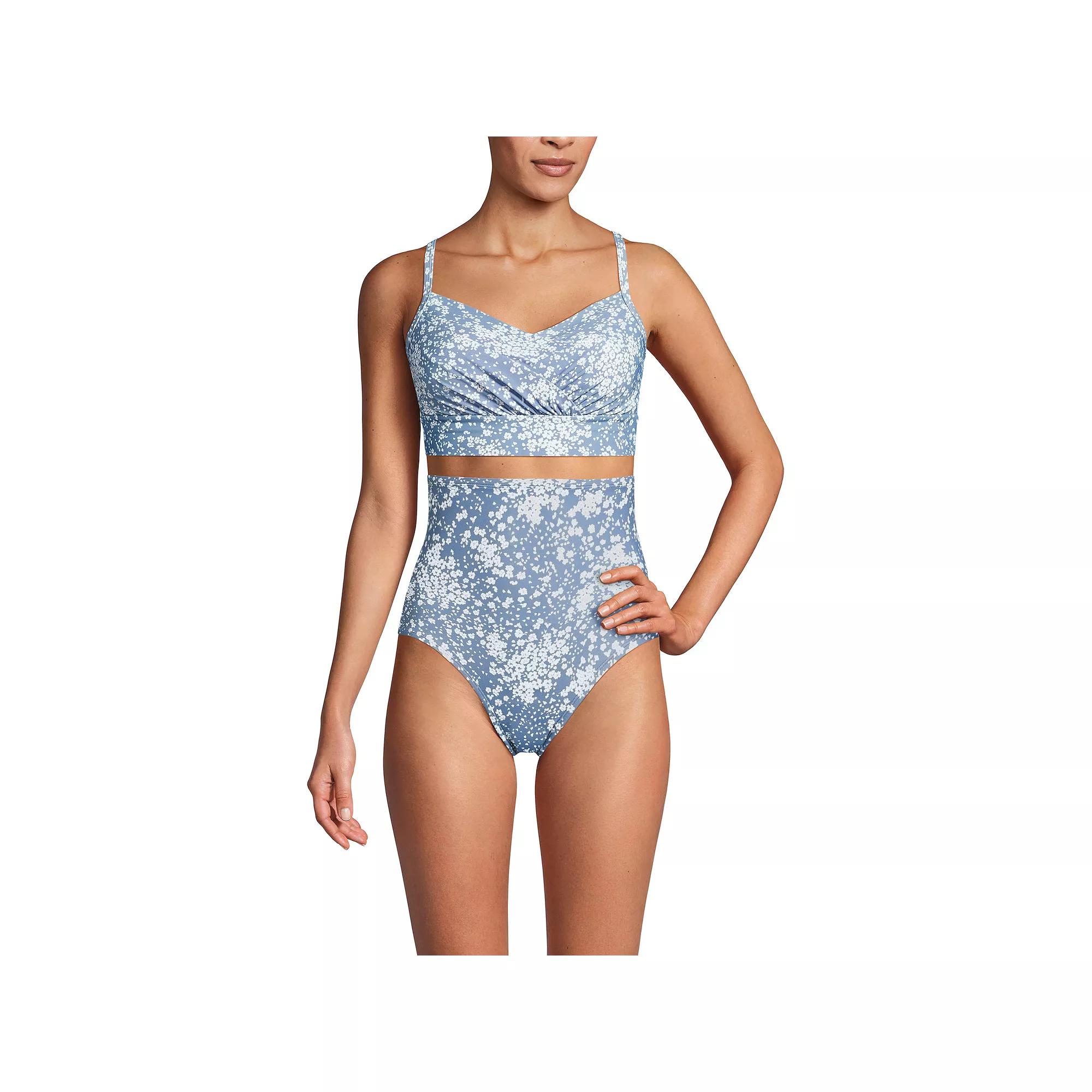 Women's Lands' End Slender Suit Pleated Tankini Top, Size: 12, Dusk Meadow Floral Product Image