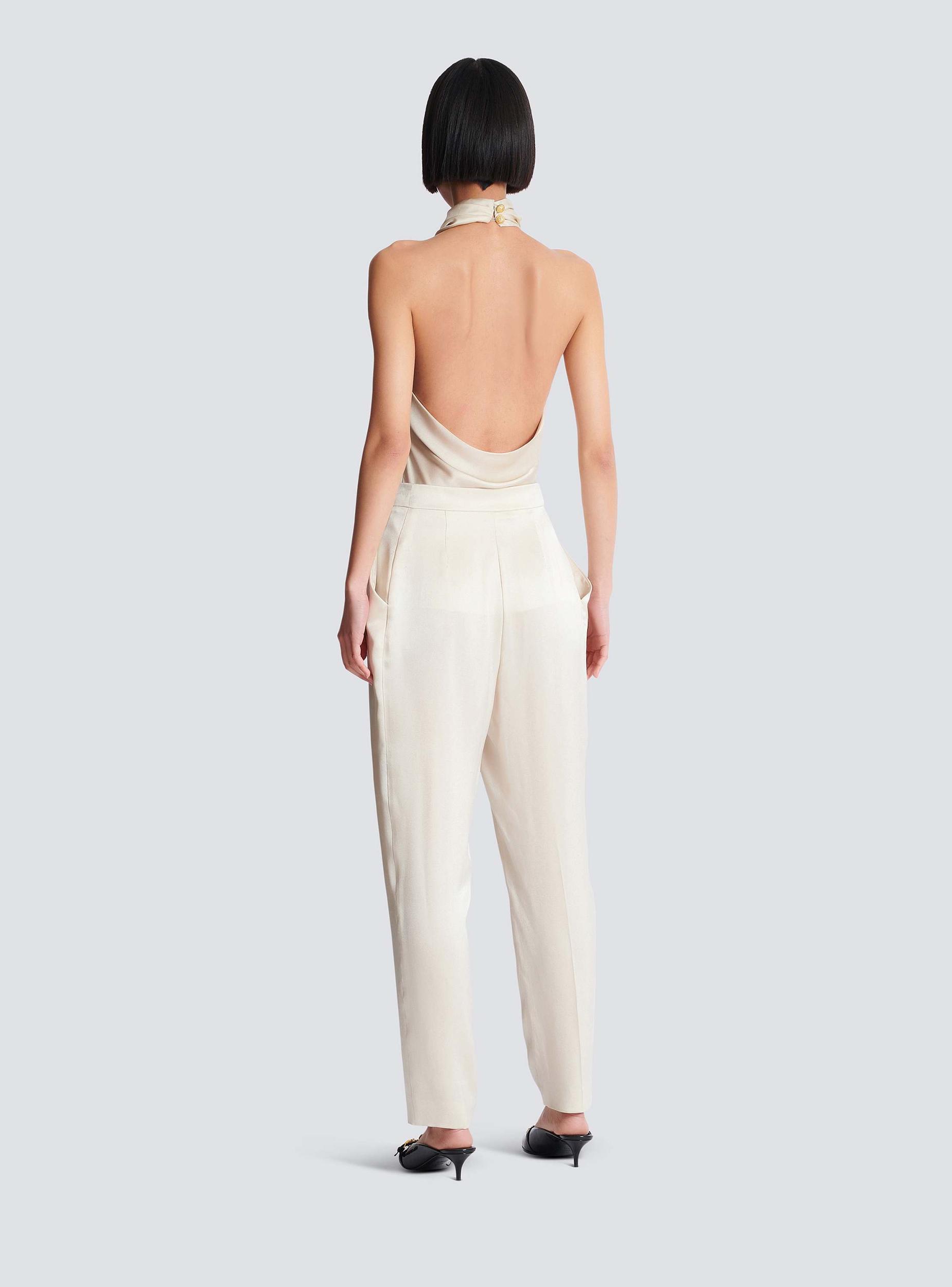 High-waisted silk trousers Product Image