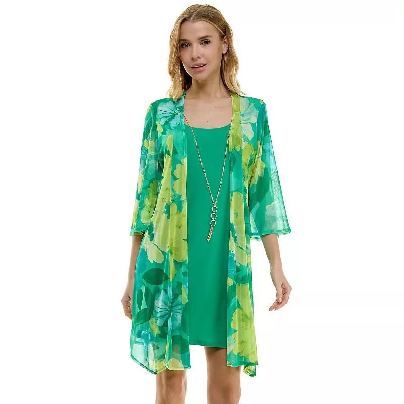 Women's Luxology 2-Piece Mesh Jacket & Dress Set, Size: Large, Green Yellow Lime Product Image