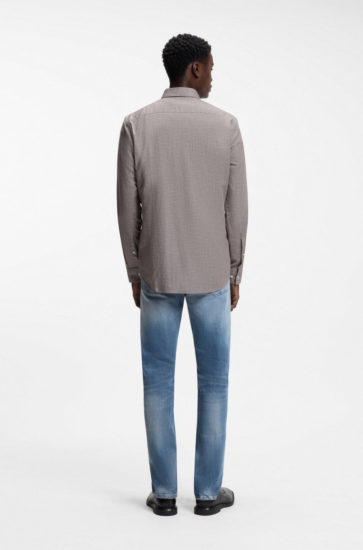 Slim-fit shirt in cotton and linen Product Image