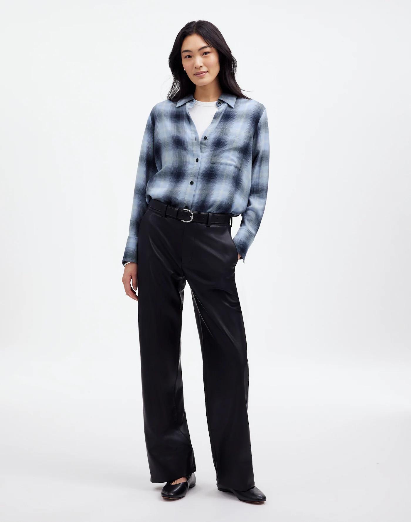 Easy Y-Neck Button-Up Shirt Product Image