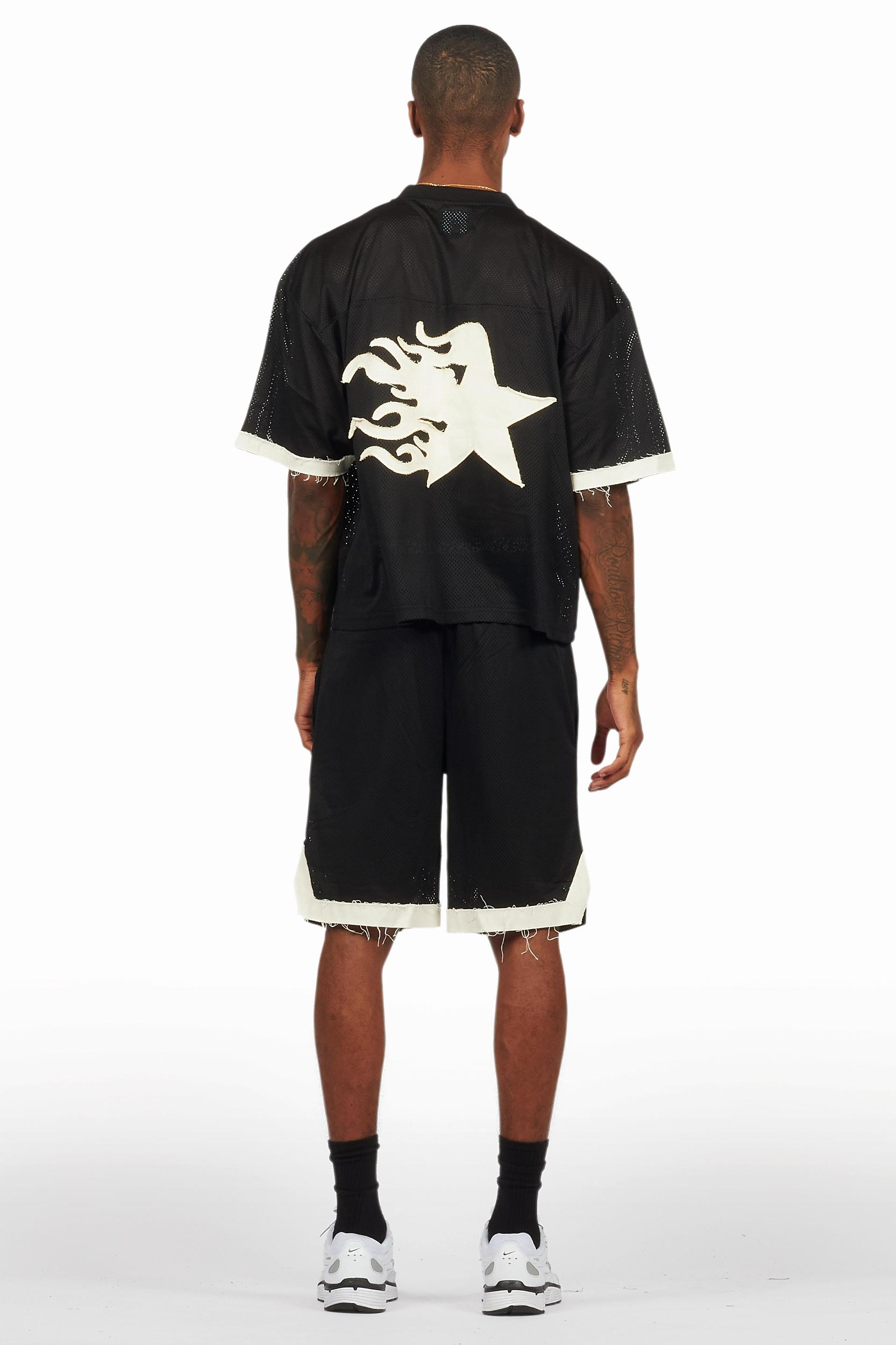 Pluton Black Mesh T-Shirt/Short Set Male Product Image