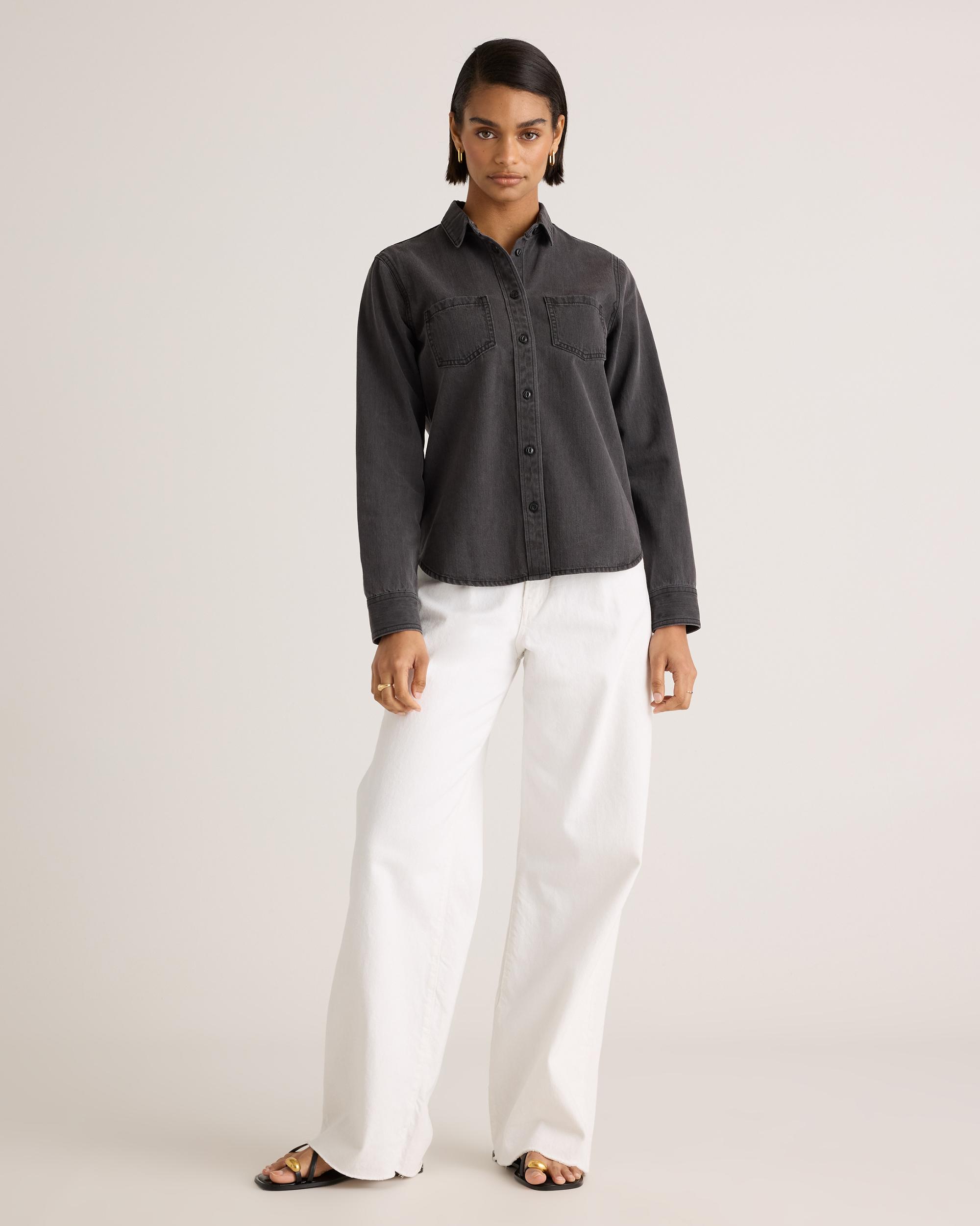 Quince | Women's Distressed Denim Shirt Cotton Product Image