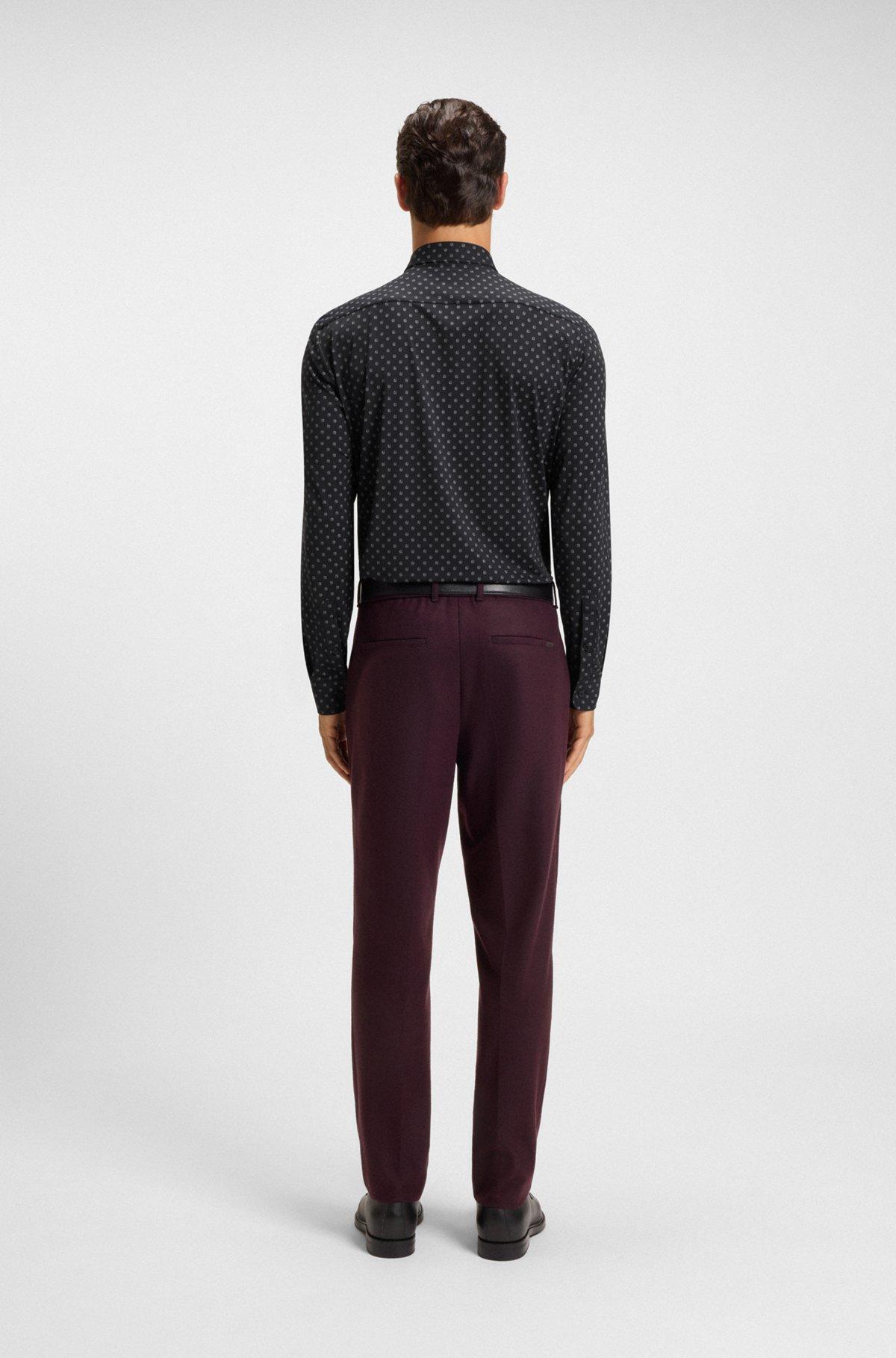 Slim-fit shirt in printed performance-stretch Italian fabric Product Image