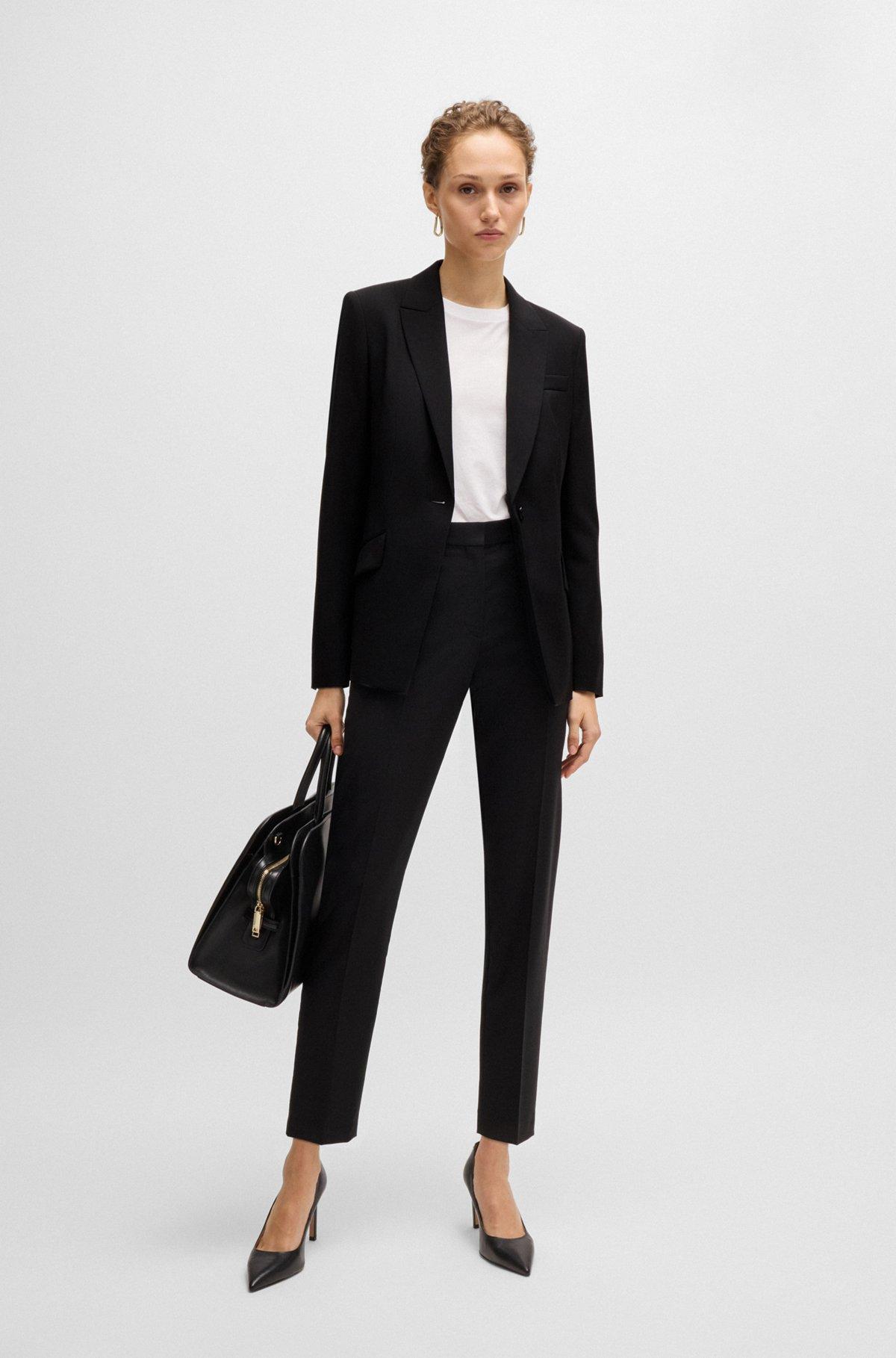 BOSS - Regular-fit jacket in virgin wool with tussah silk - Black Product Image