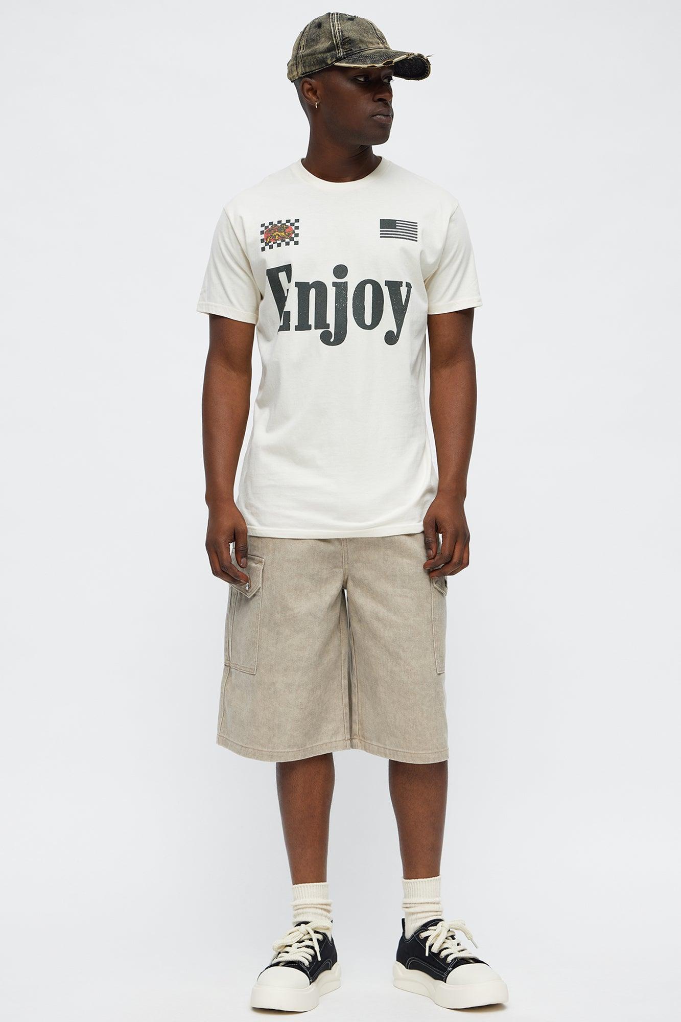 Enjoy Finer Things In Life Short Sleeve Tee - Off White Male Product Image