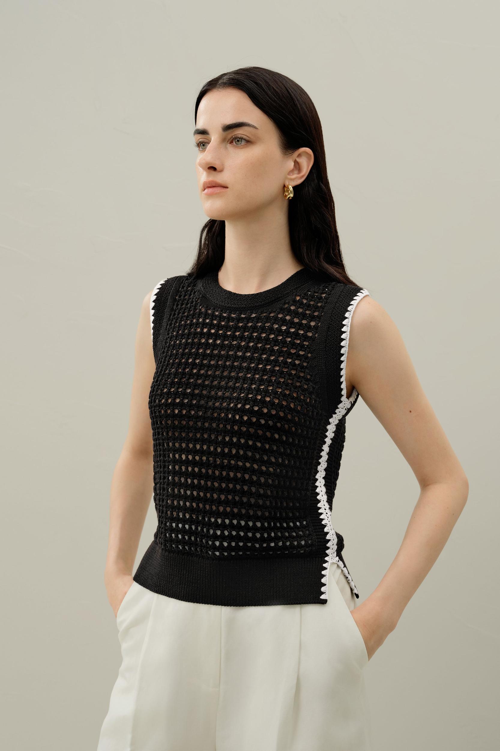Toscana Pointelle Embroidered Vest Product Image