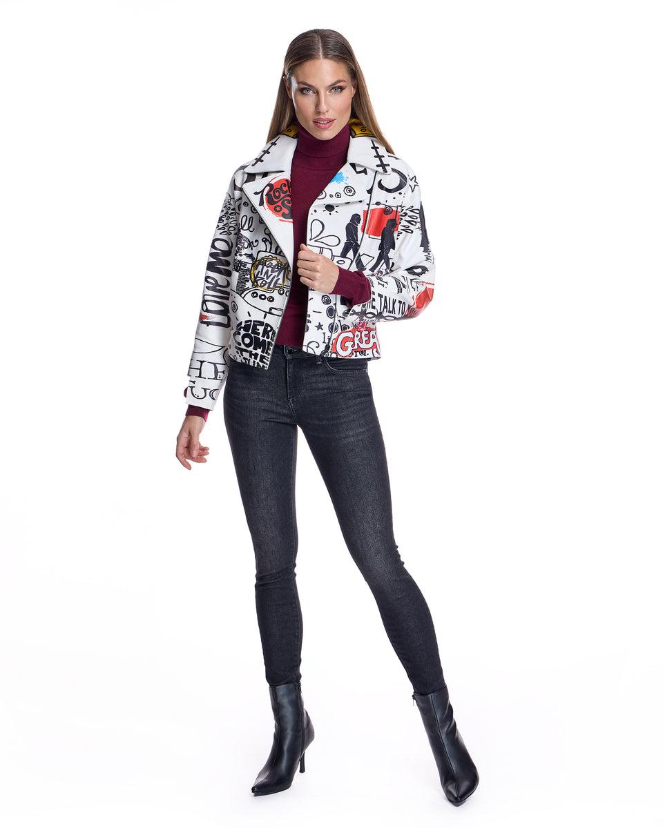 Printed Biker Jacket Product Image