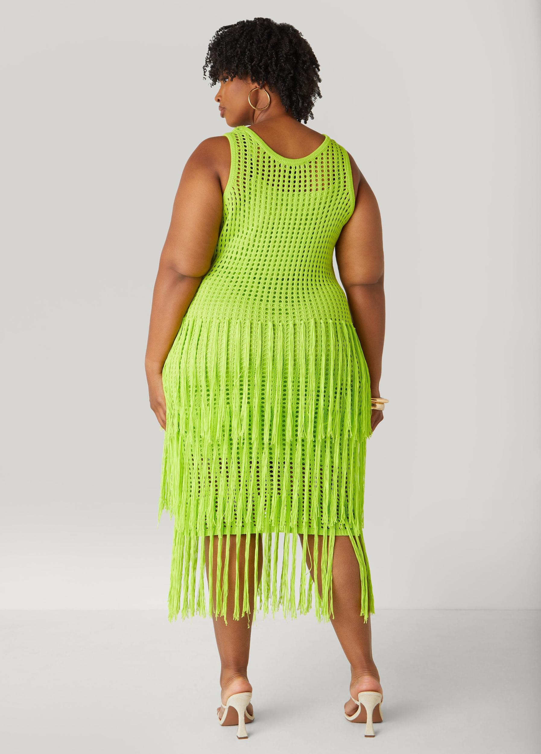 Fringed Crochet Tank Dress Product Image