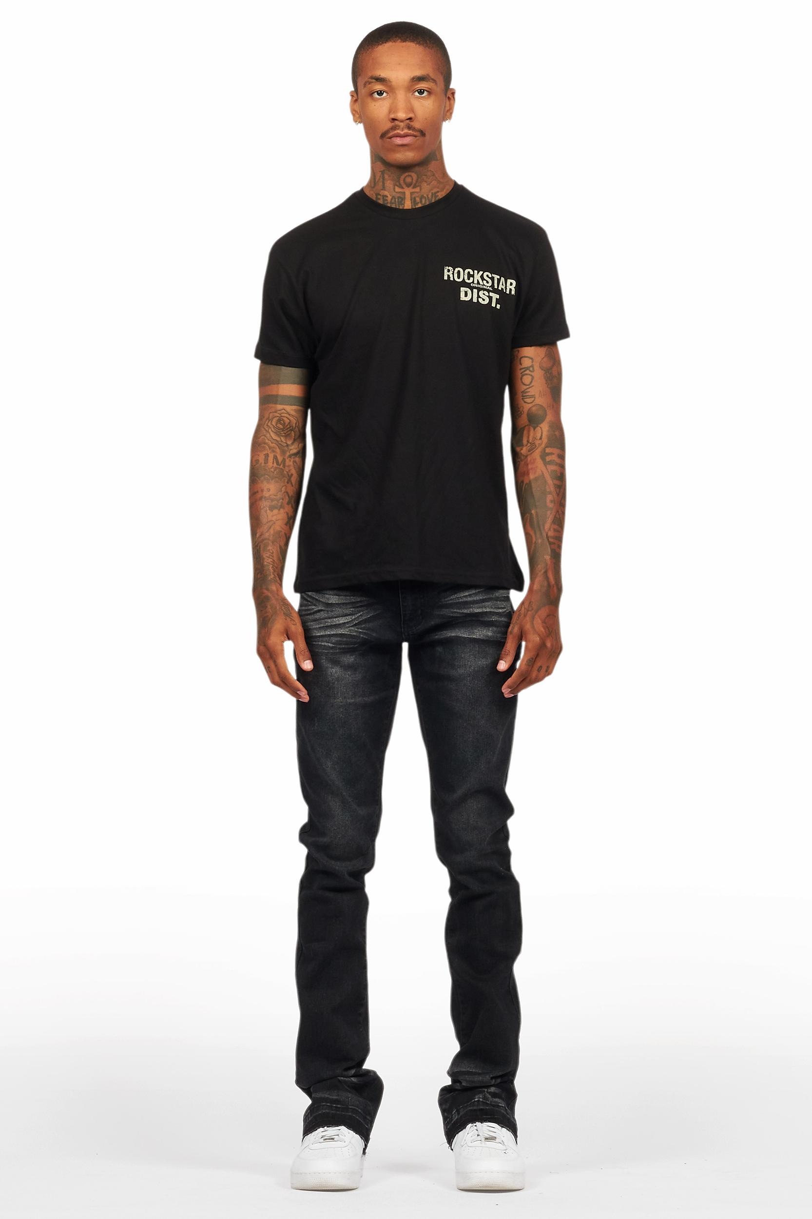 Lake Black/Beige T-Shirt/Dag Stacked Flare Jean Set Male Product Image