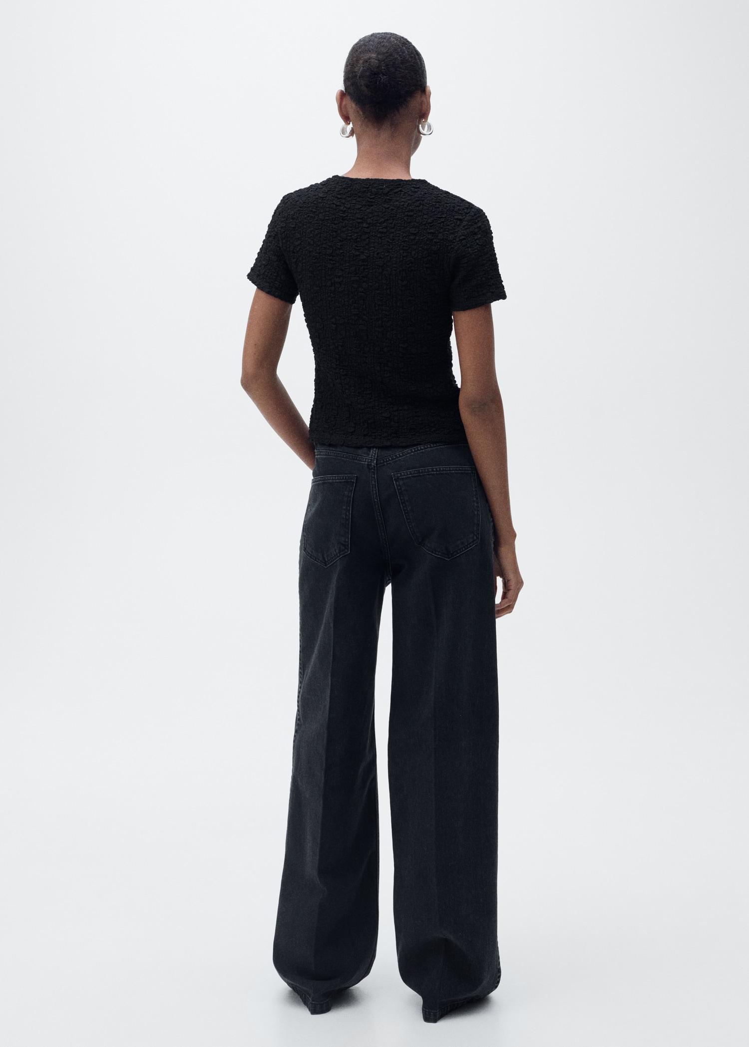 Textured cotton-blend t-shirt - Women | MANGO USA Product Image