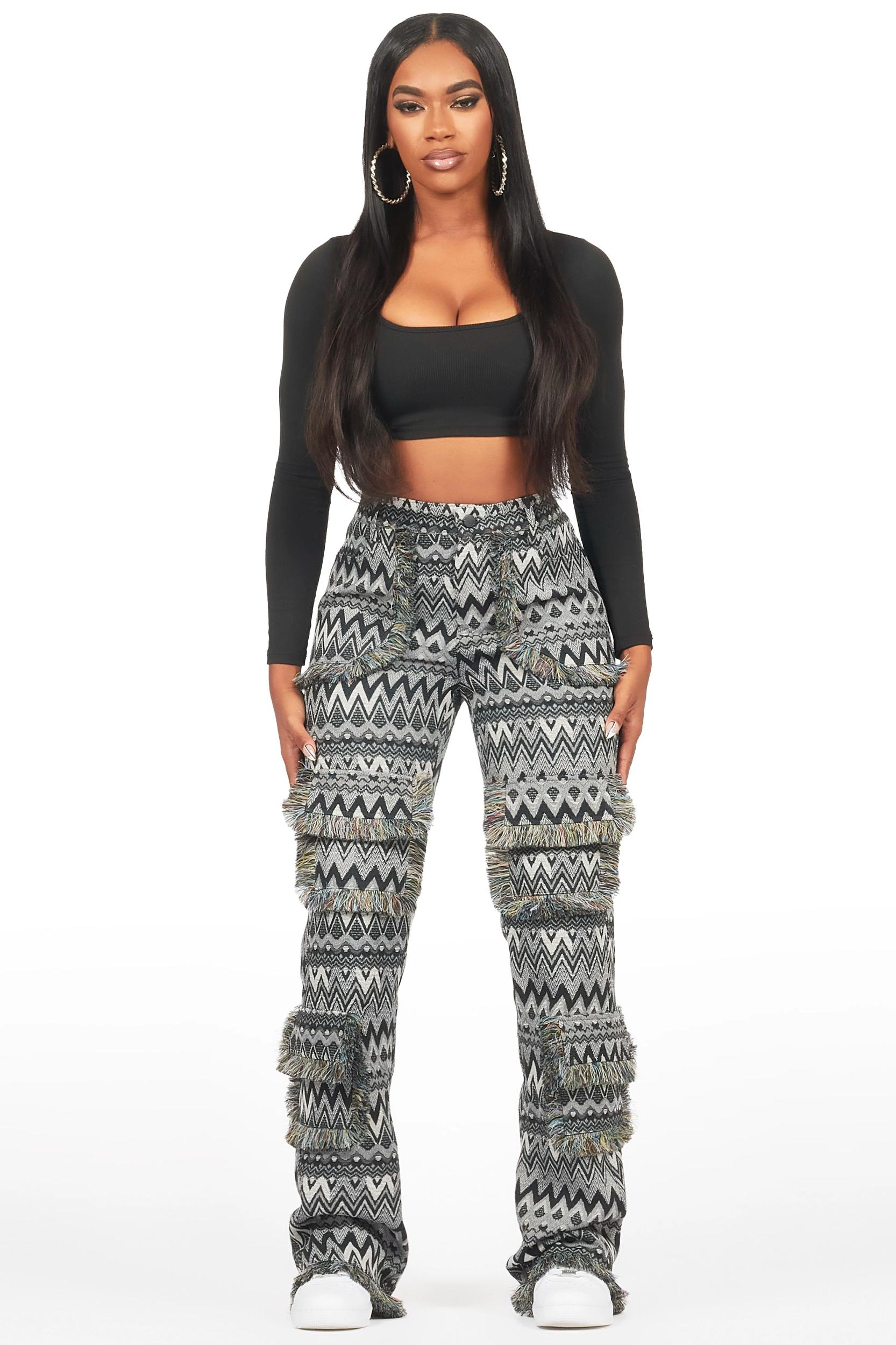 Mikaia Black Tapestry Stacked Pant Female Product Image