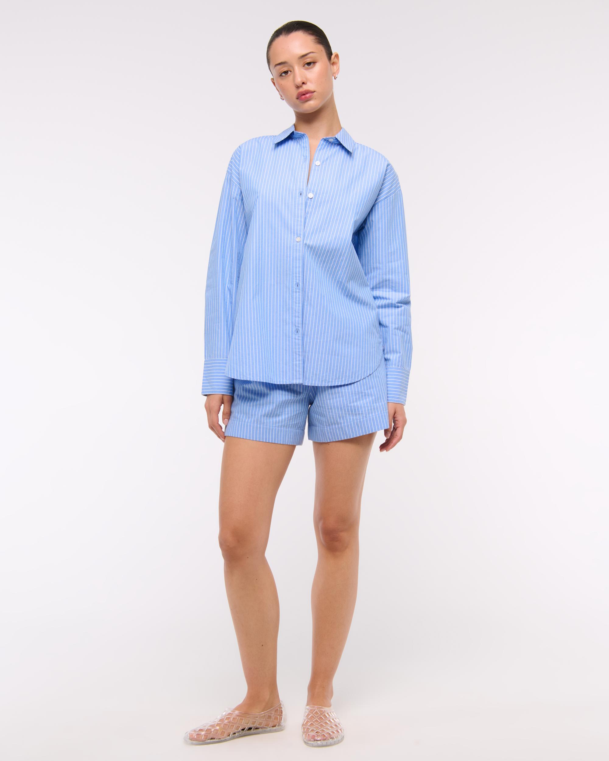 Oversized Tie-Back Poplin Shirt Product Image