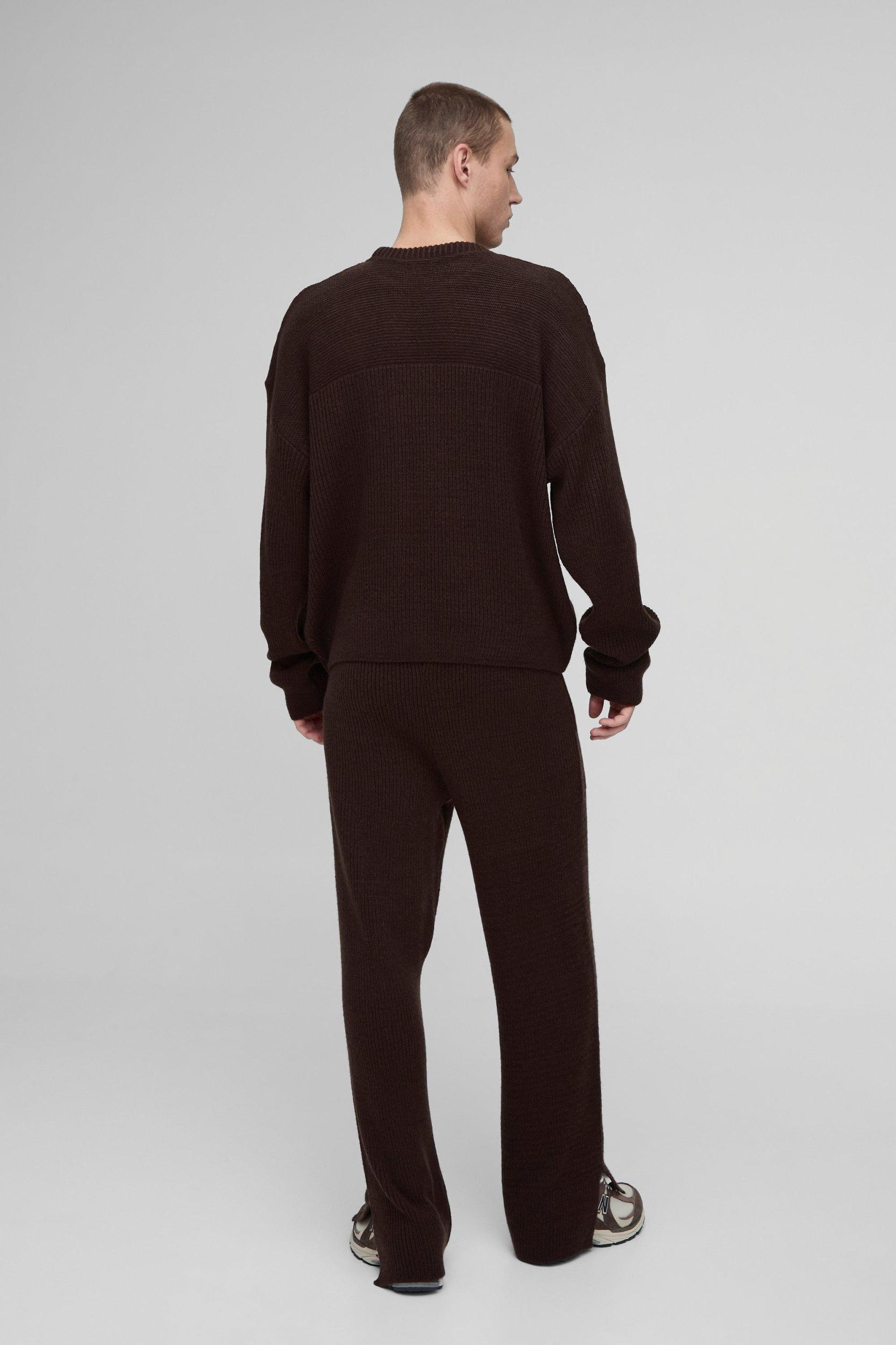 Oversized Boxy Brushed Rib Knitted Sweater | boohooMAN USA Product Image