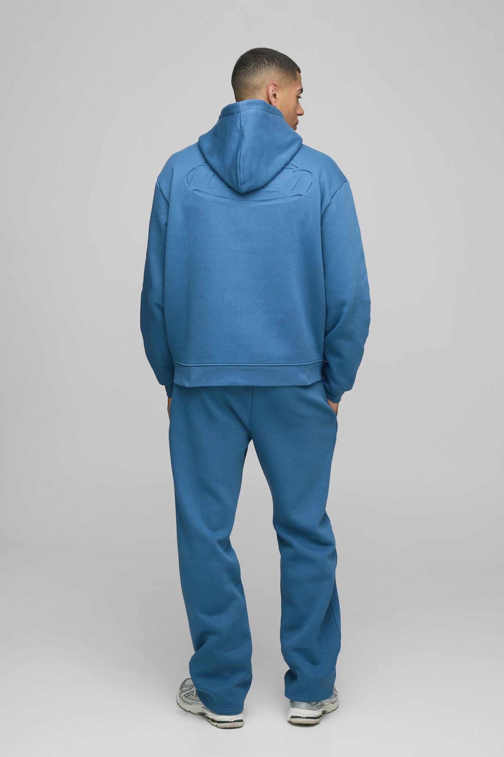 Oversized Man Debossed Hooded Panelled Tracksuit | boohooMAN USA Product Image