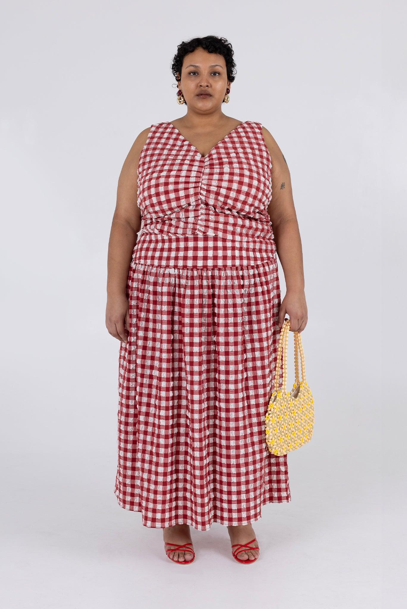 Isabella Top - Lipstick Check Product Image