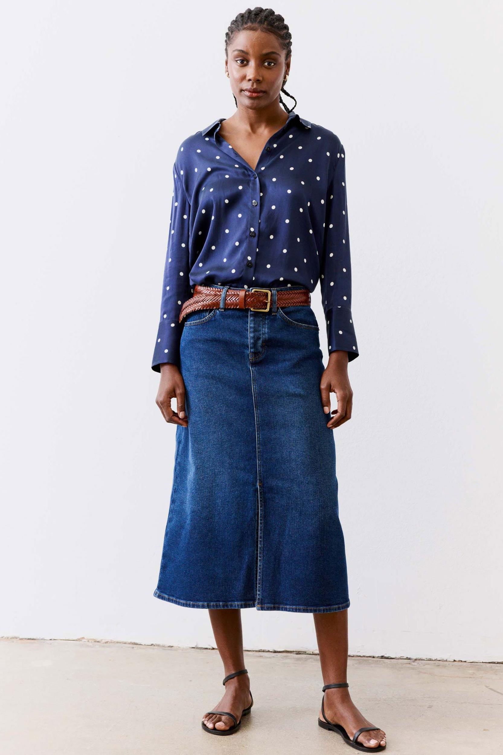 The Iconic Denim Midi Skirt Product Image