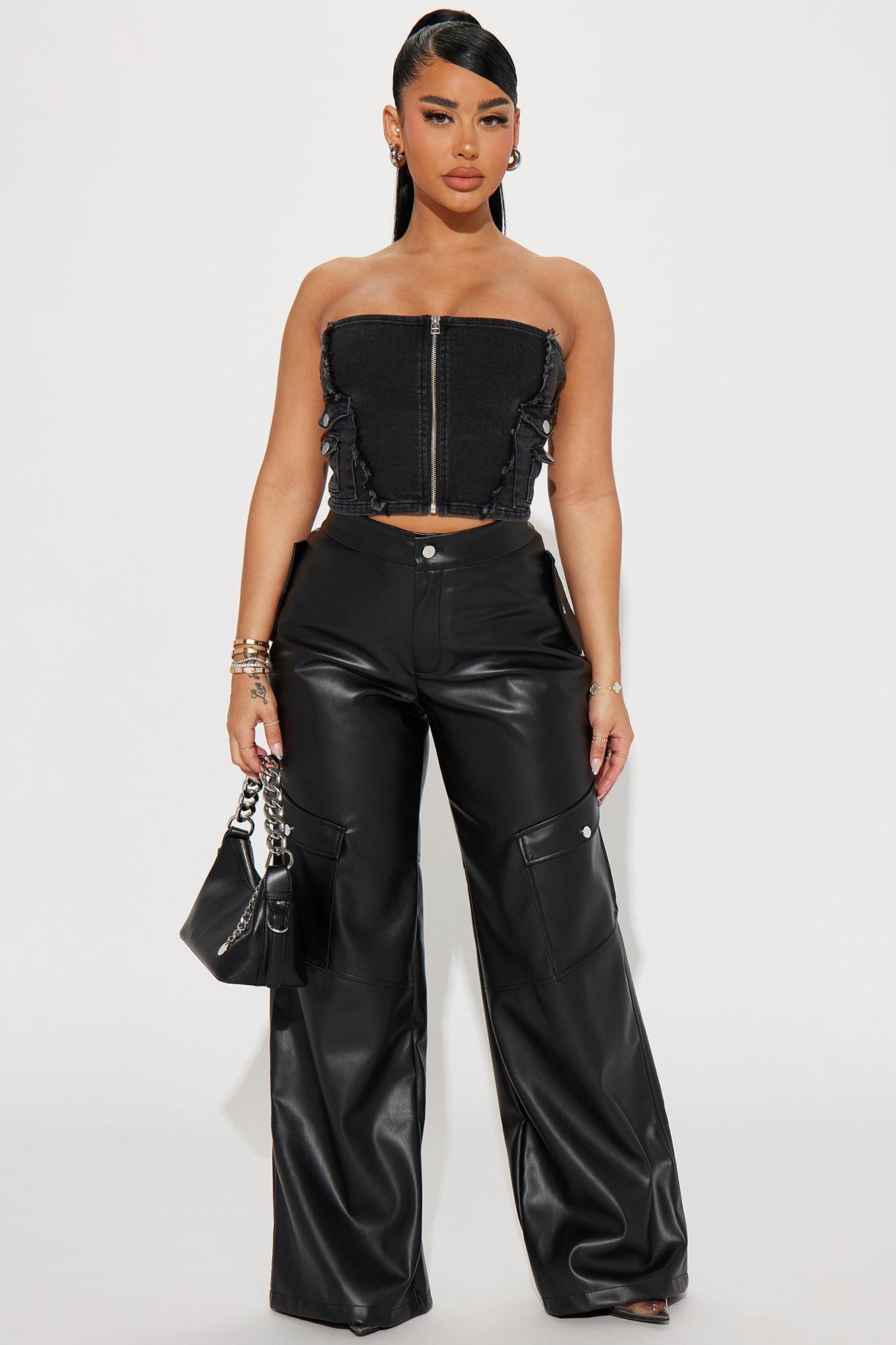 Wishlist Denim Corset Top - Black Product Image