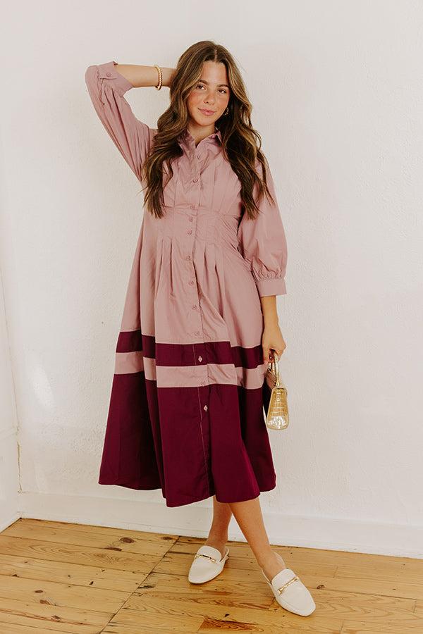 Hopeless Romantic Button Down Midi in Dusty Purple Product Image