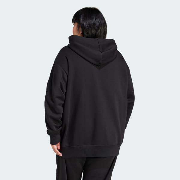 adidas Essentials Oversized Fleece Hoodie (Plus Size) Black 1X Womens Product Image