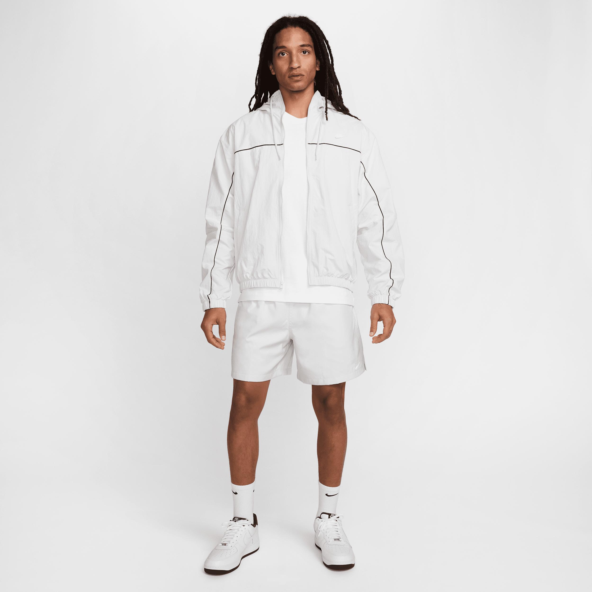 Nike Mens Nike Club Athlete Hooded Jacket - Mens White/Black/White Product Image