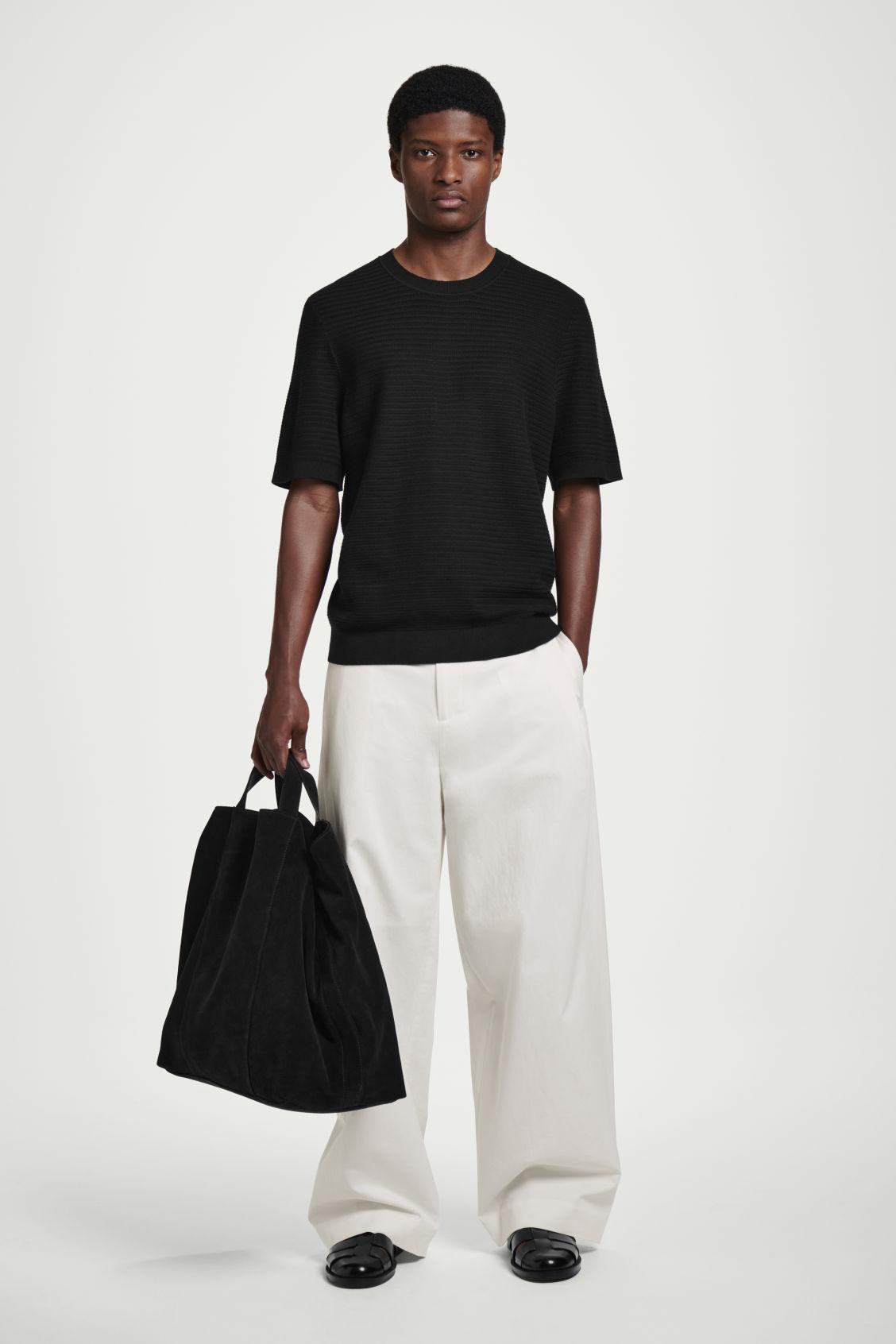 TEXTURED KNITTED COTTON T-SHIRT Product Image