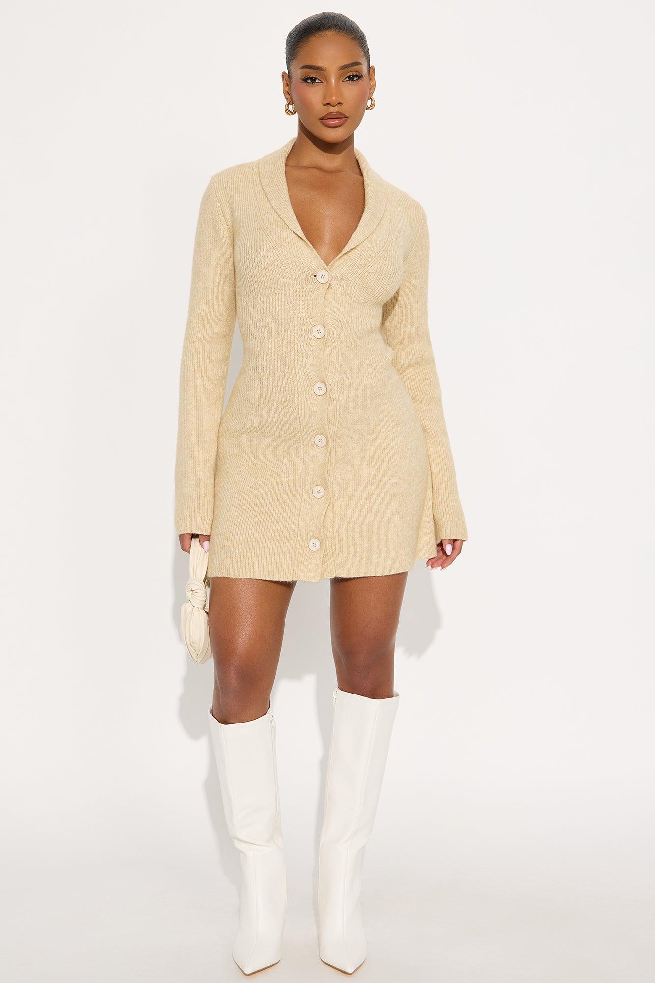 Soft Silhouette Sweater Mini Dress - Oatmeal Female Product Image
