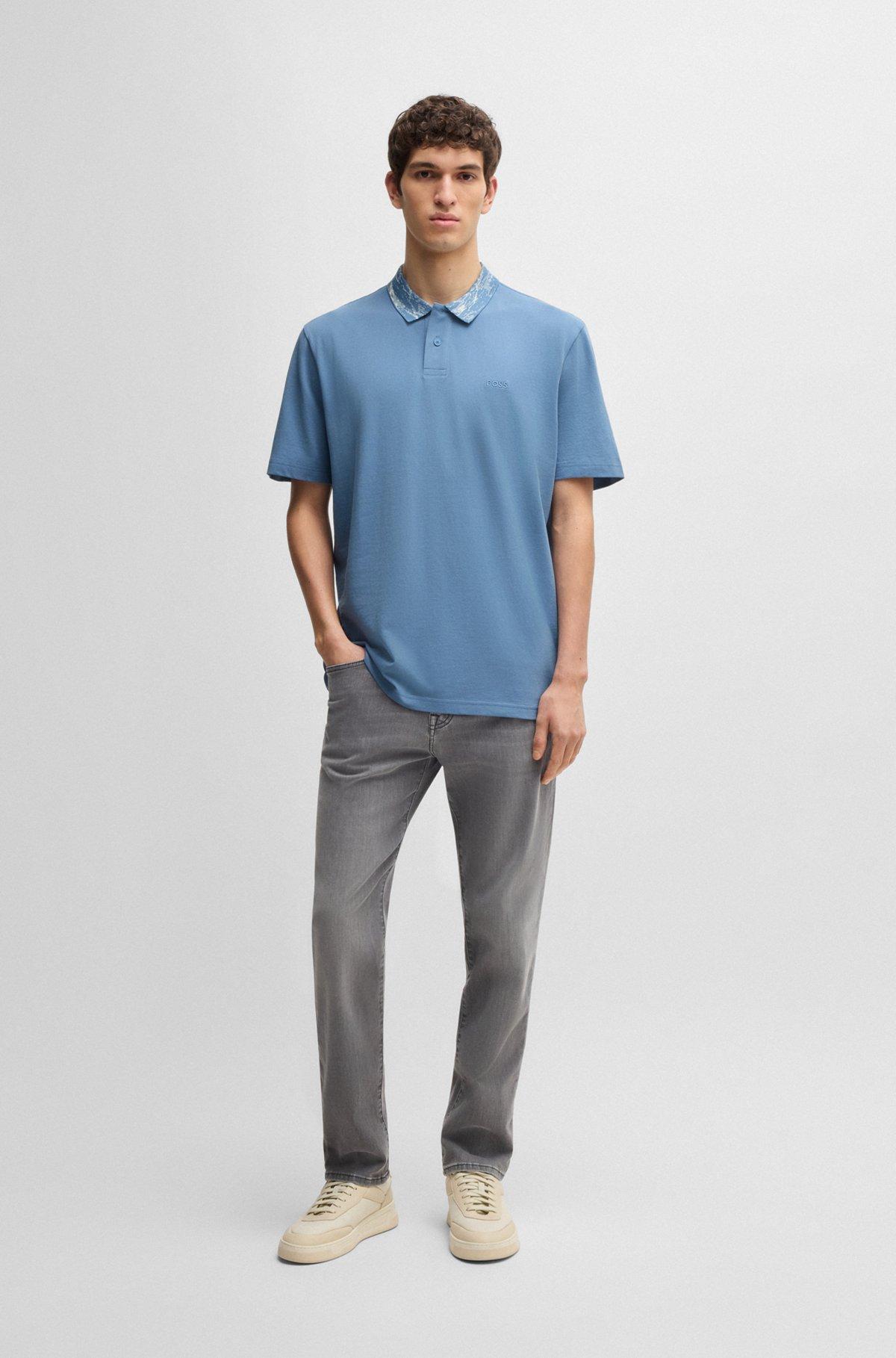 Relaxed-fit cotton-piqué polo shirt with collar artwork Product Image