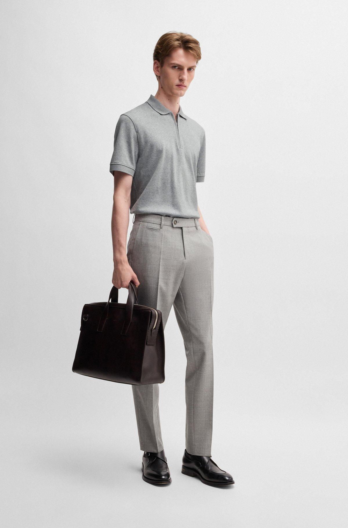 Zip-neck polo shirt in cotton and cashmere Product Image