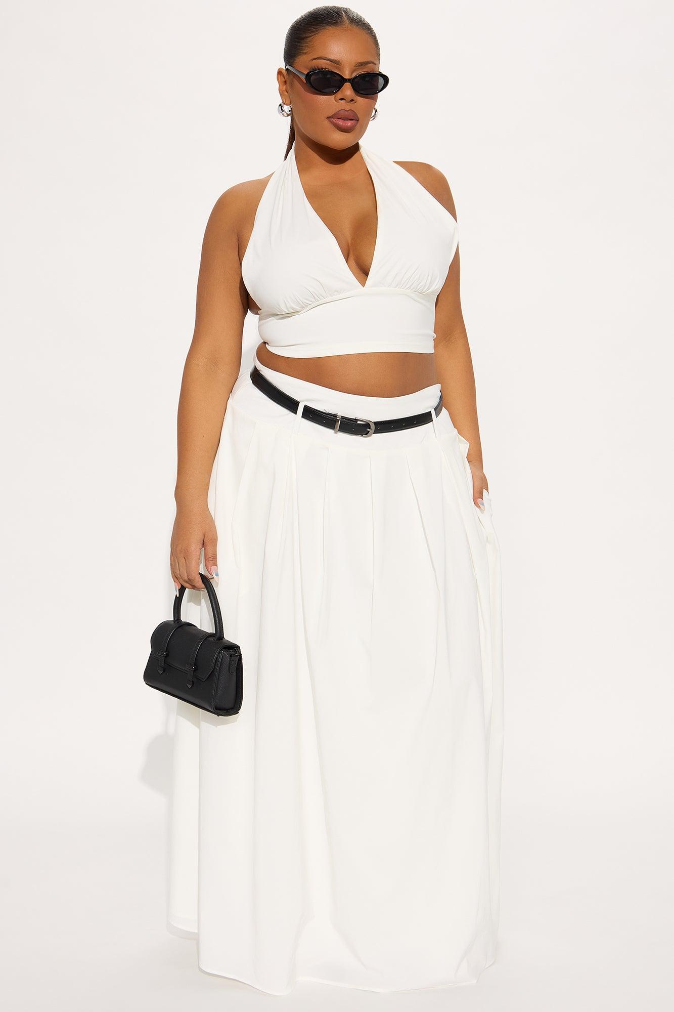 Meredith Halter Maxi Skirt Set - White Product Image