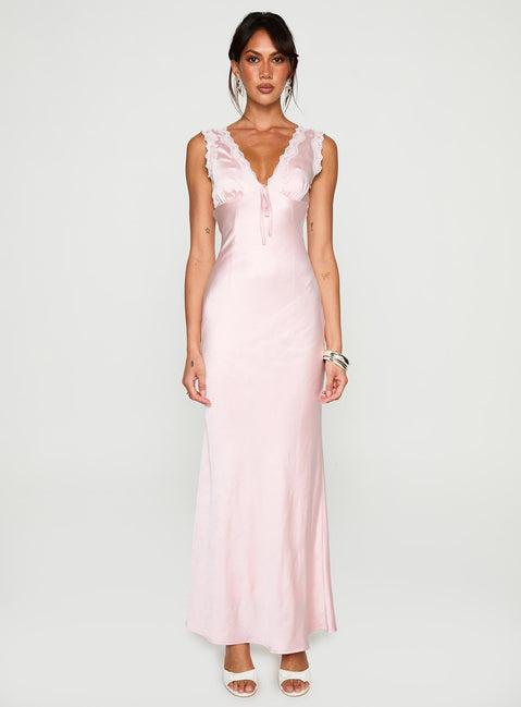 Liliya Lace Maxi Dress Pink Product Image