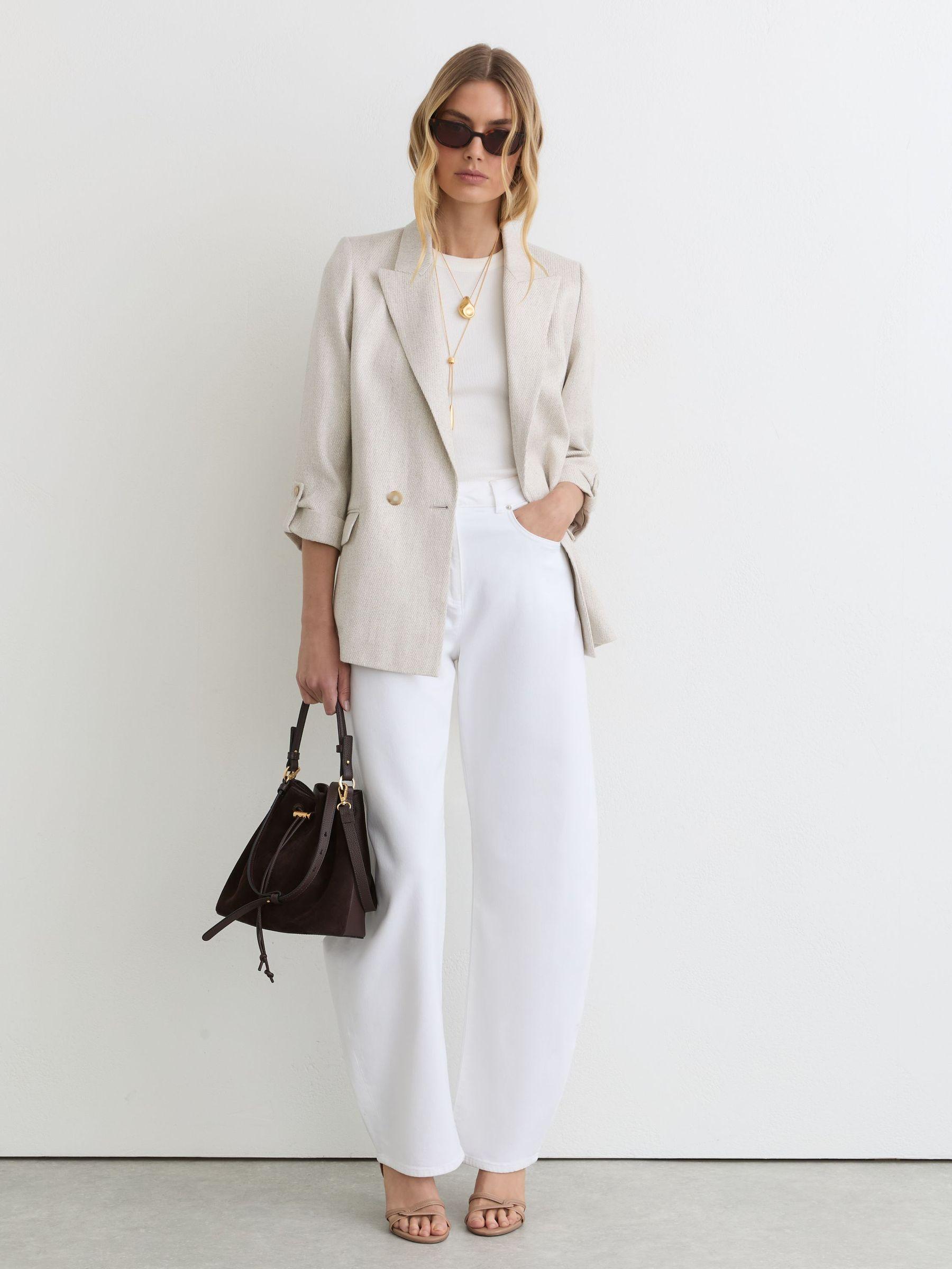 Barrel-Leg Jeans in White Product Image