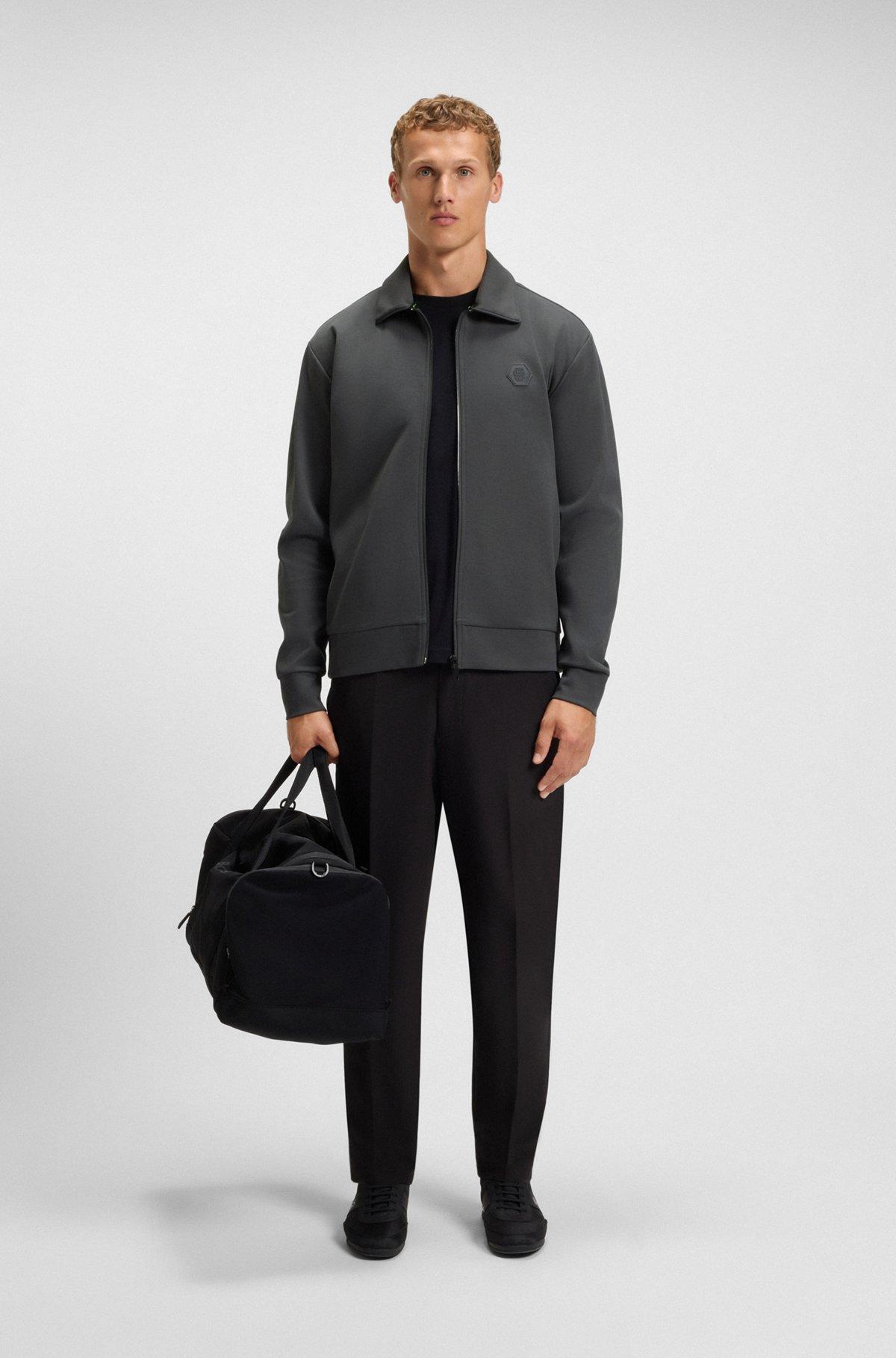 BOSS - Zip-up sweatshirt with Double B monogram - Dark Grey Product Image