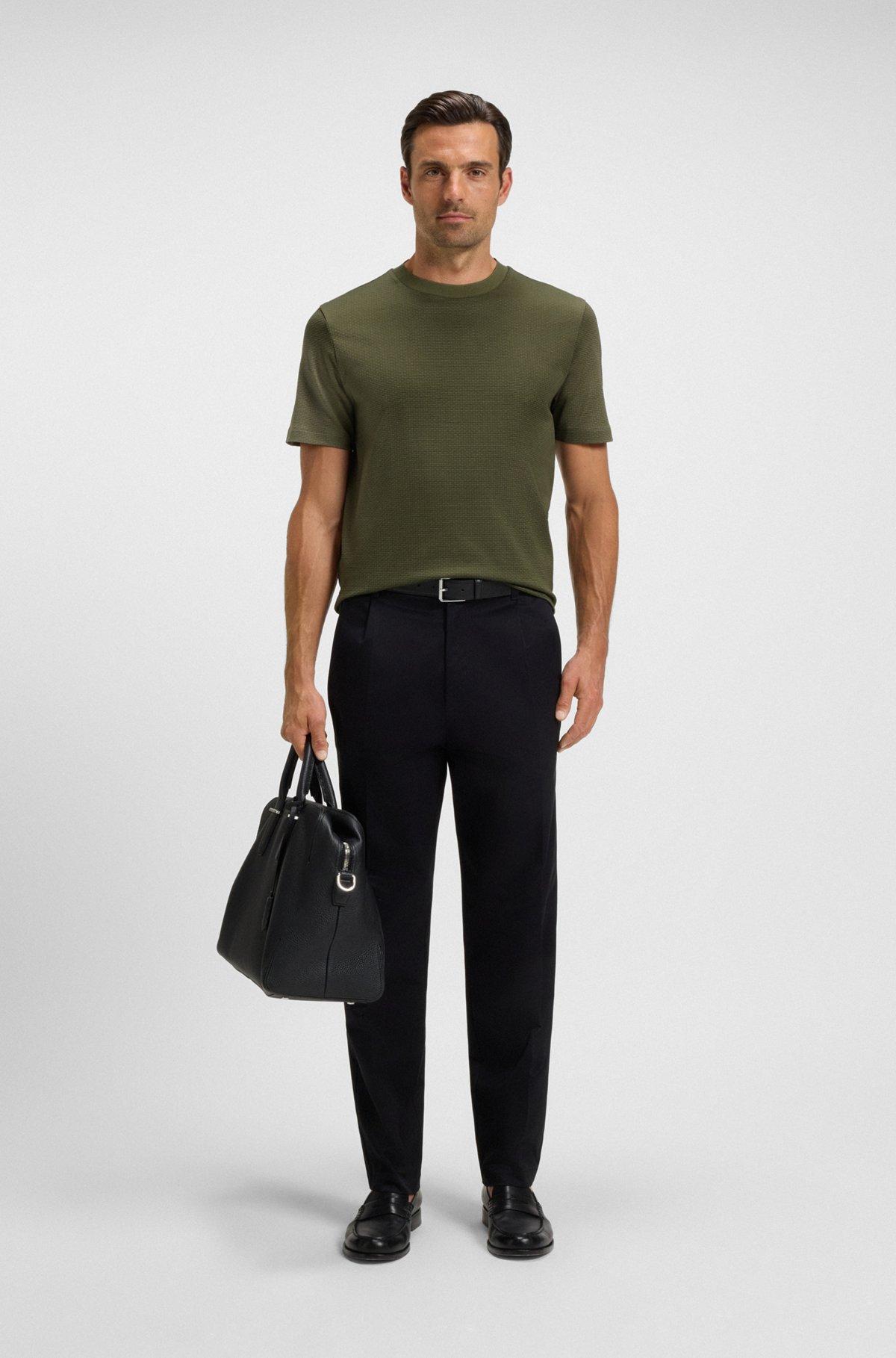 Geometric-jacquard T-shirt in mercerized cotton Product Image