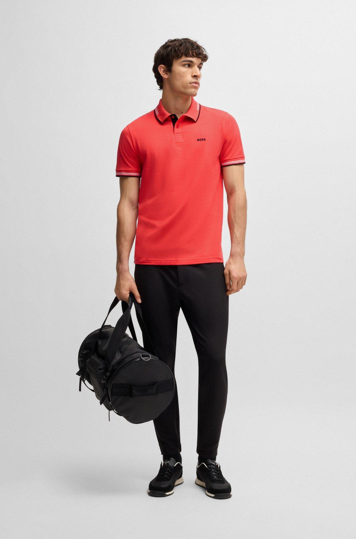 Stretch-cotton slim-fit polo shirt with branding Product Image
