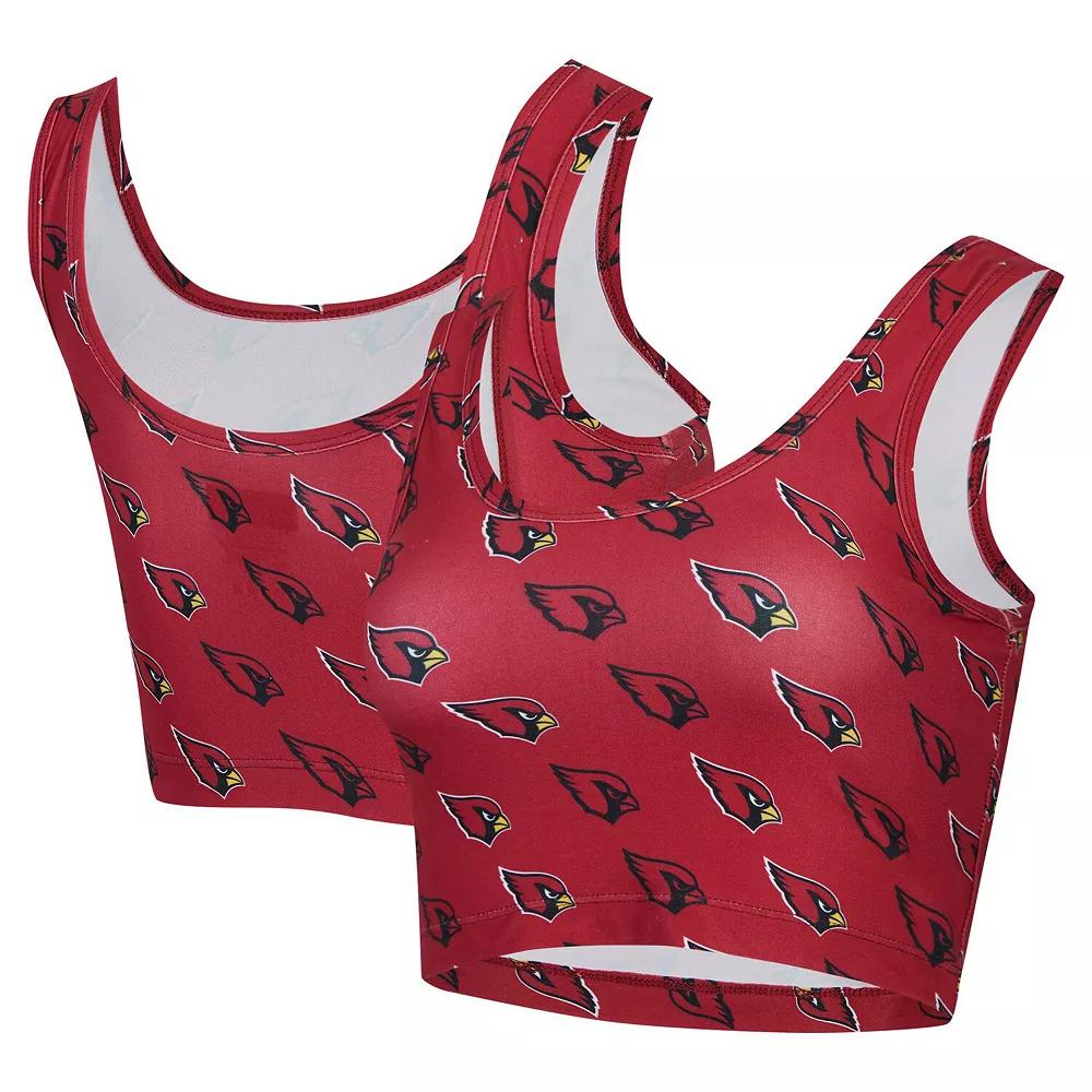 Women's Concepts Sport Cardinal Arizona Cardinals Record Allover Print Bralette, Size: XL, Red Product Image