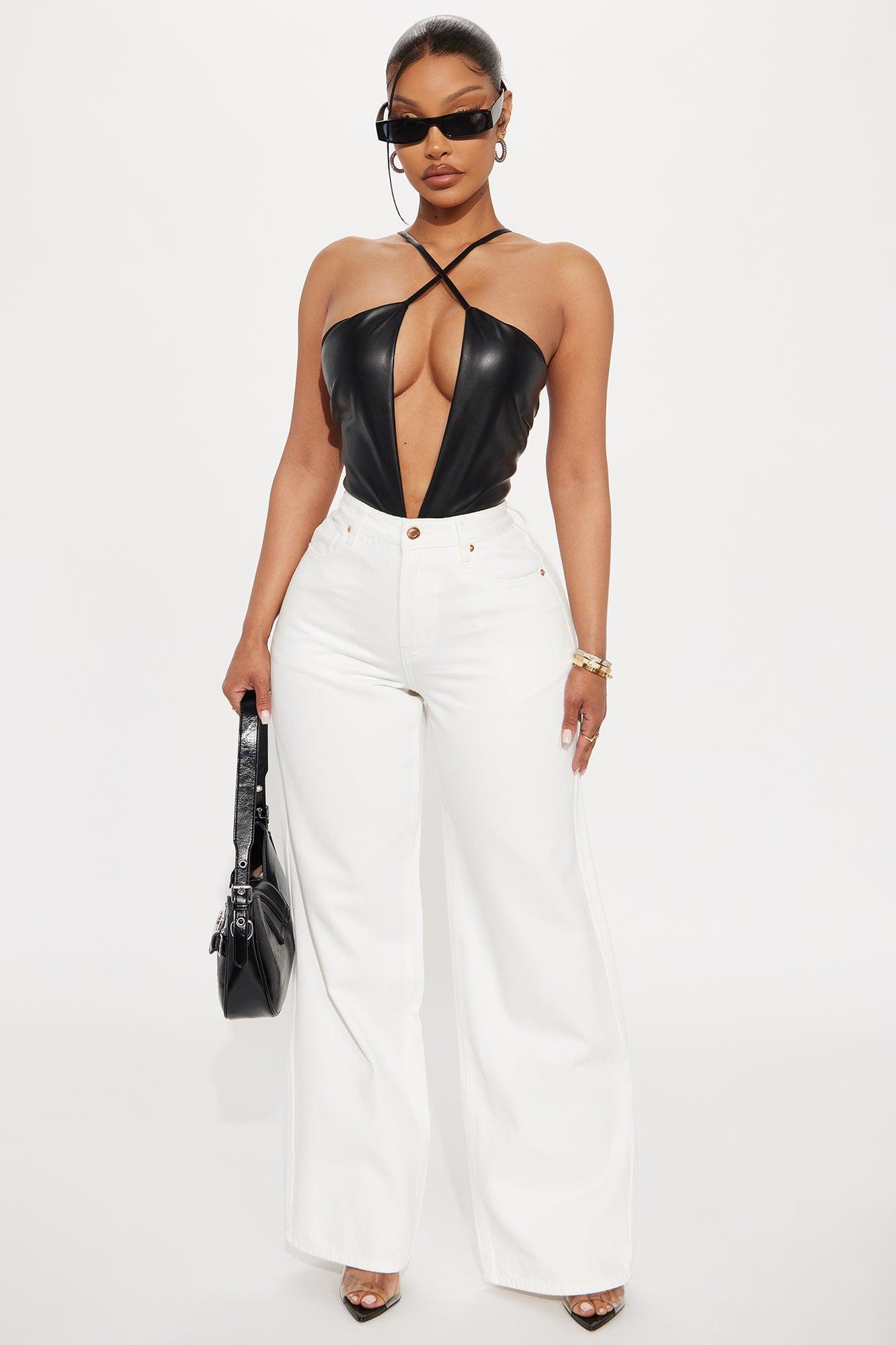 Limelight Faux Leather Bodysuit - Black Female Product Image