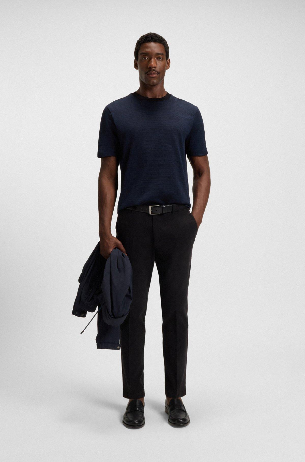 Mercerized-cotton T-shirt with grid pattern Product Image