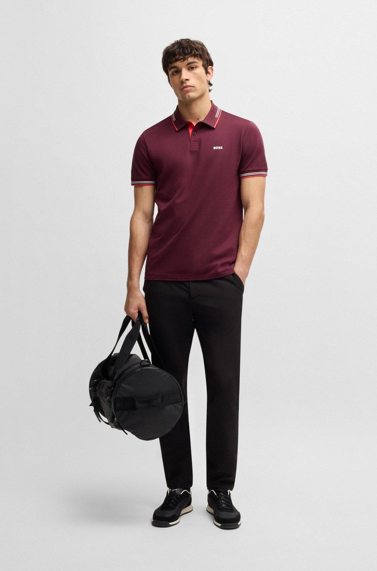 Stretch-cotton slim-fit polo shirt with branding Product Image